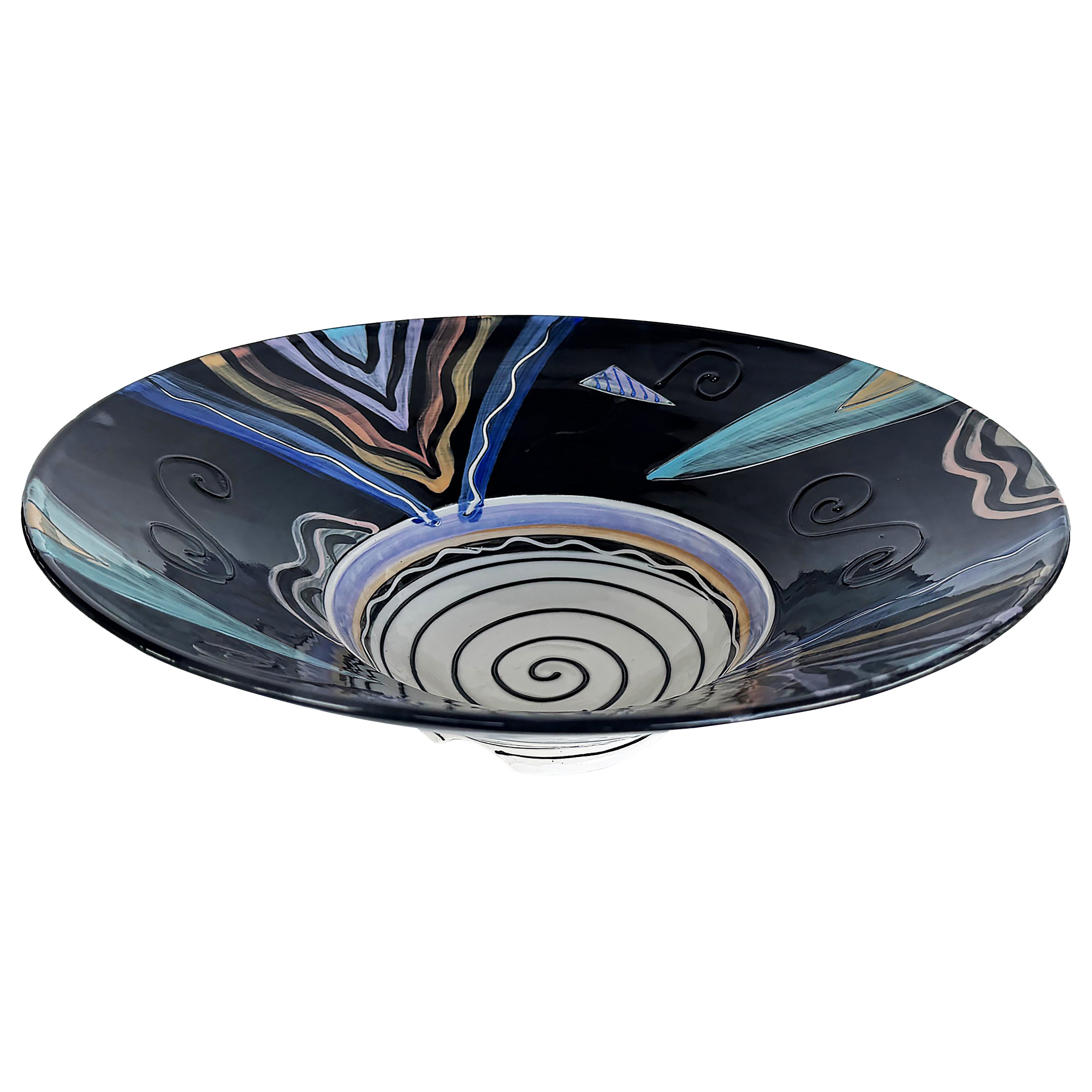 Studio Pottery Post Modern Abstract Centerpiece Bowl