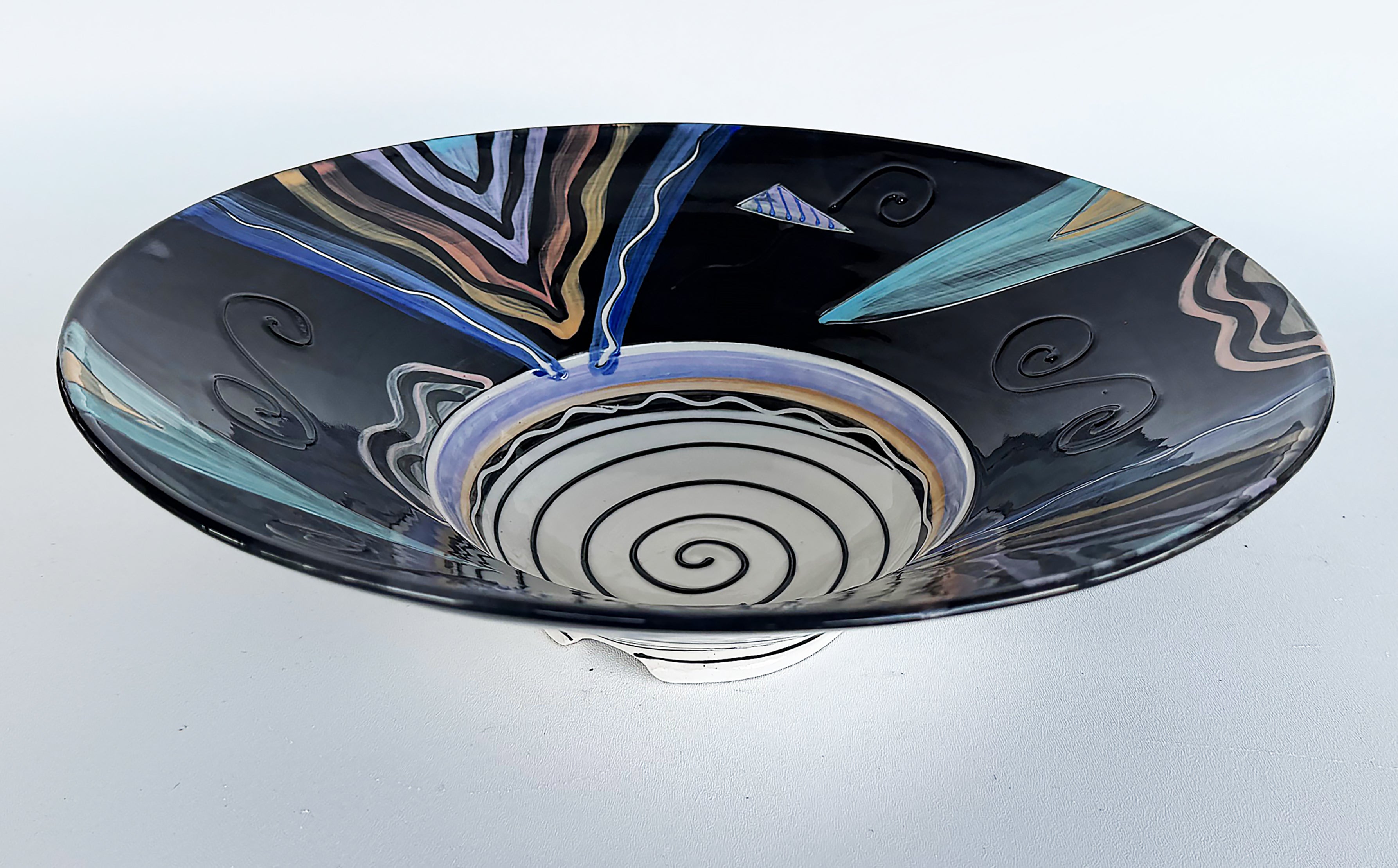 Studio Pottery Post Modern Abstract Centerpiece Bowl