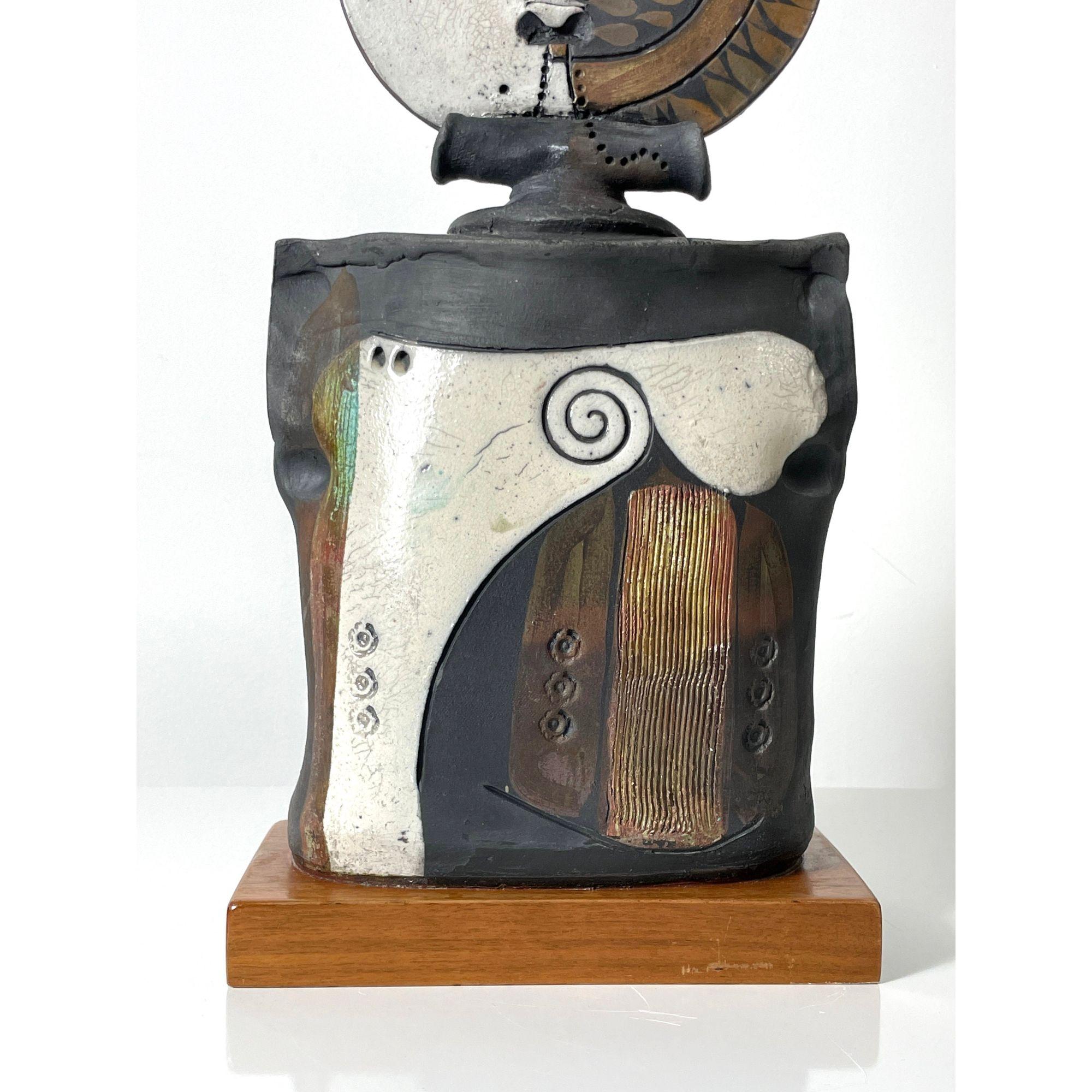 Studio Pottery Abstract Ceramic Cubist Figure Torso Sculpture by Doug DeLind In Good Condition For Sale In Troy, MI