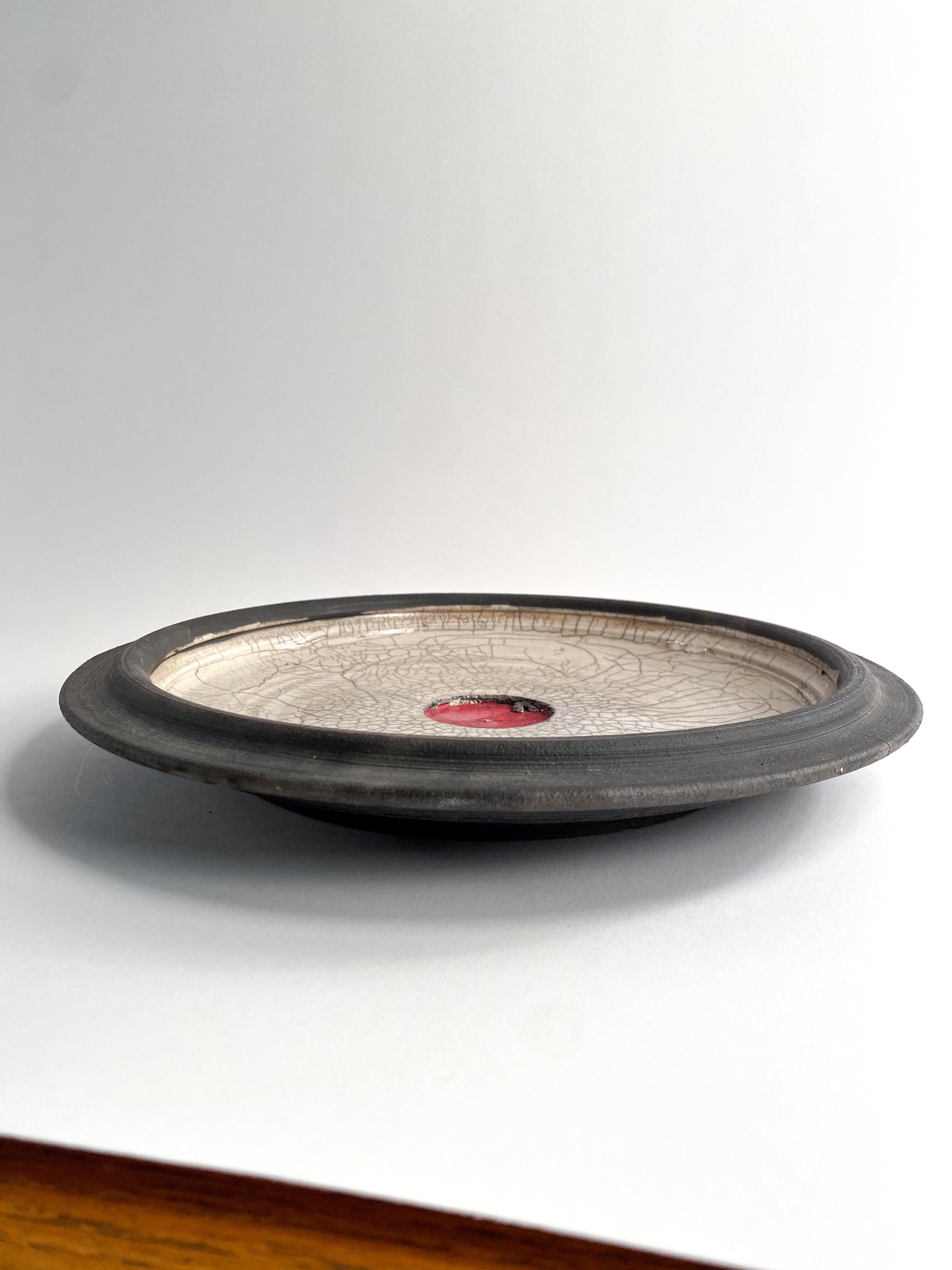 Studio Pottery Raku Display Platter In Good Condition For Sale In Philadelphia, PA