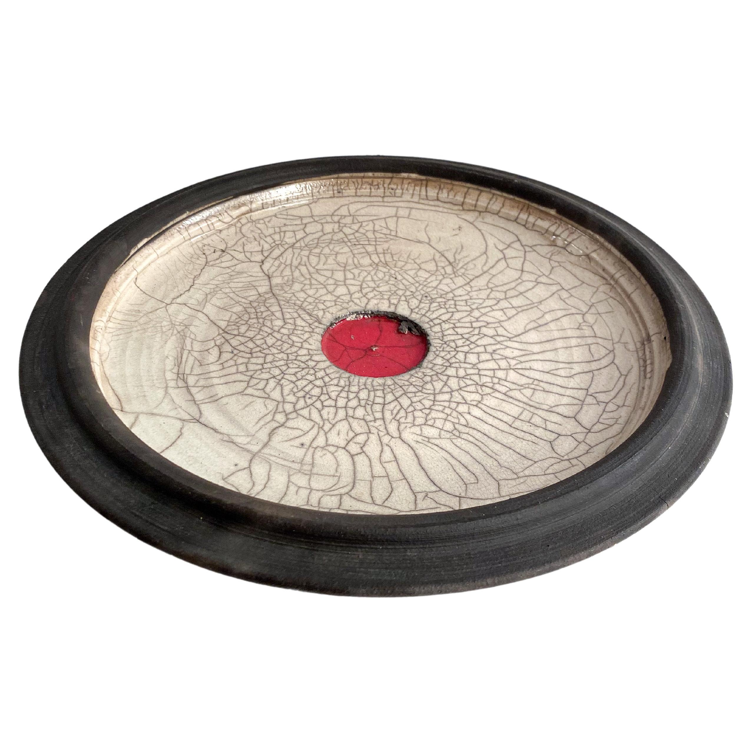 Studio Pottery Raku Display Platter For Sale