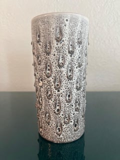 Studio Pottery Scored Lava Glazed Vessel