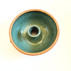 Studio Pottery Serving Bowl with Turquoise Interior
