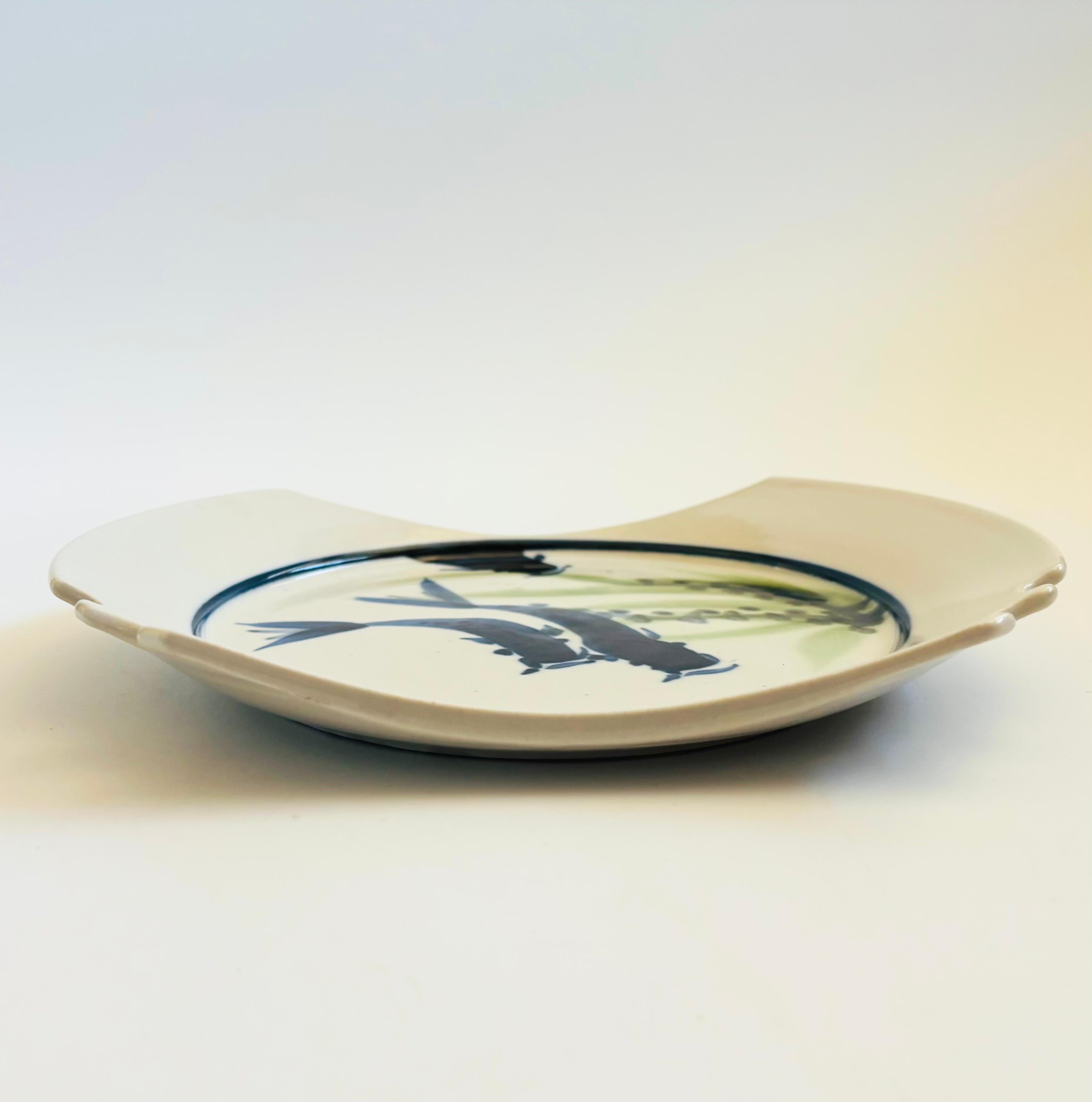American Studio Pottery Serving Plate with Chopstick Rest For Sale