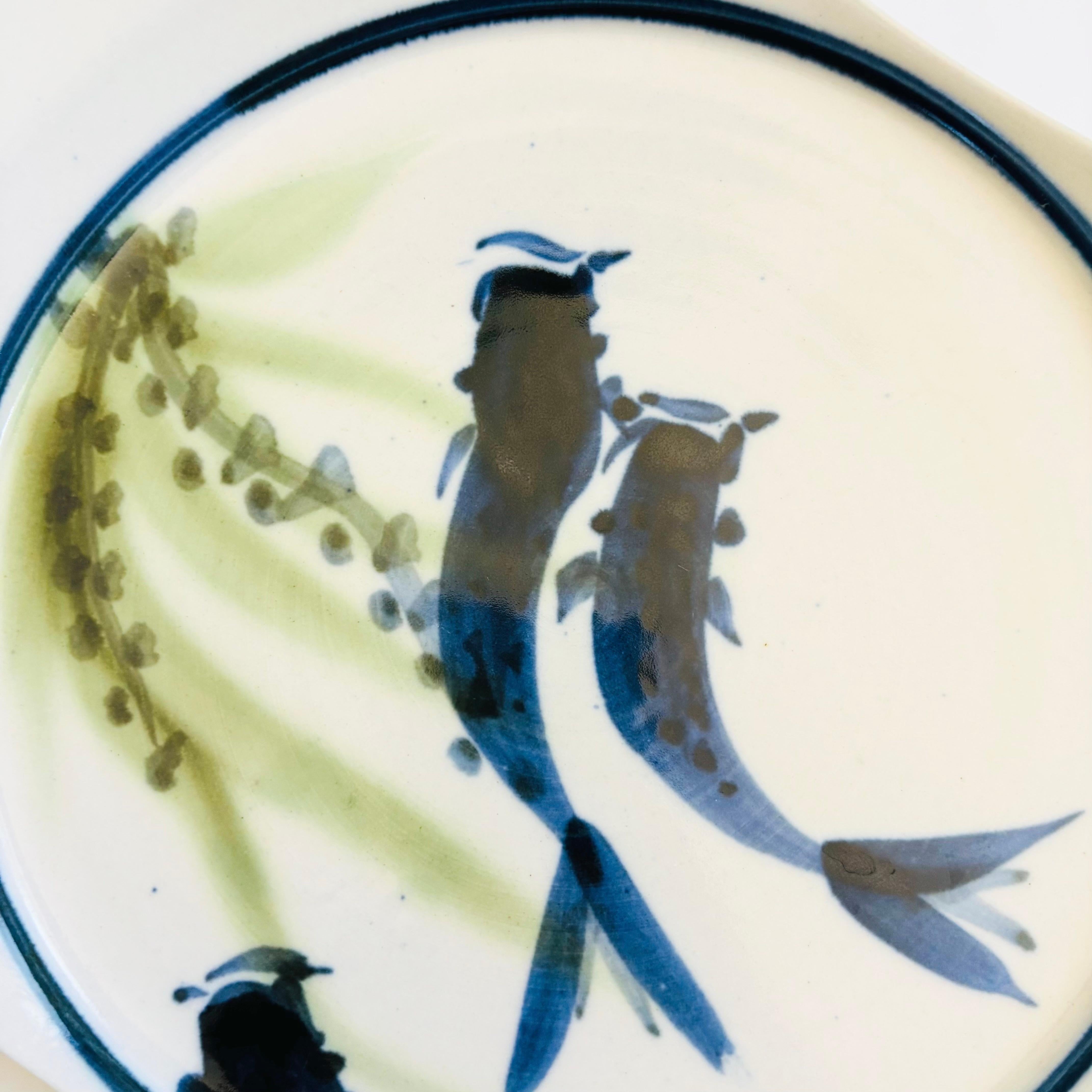 20th Century Studio Pottery Serving Plate with Chopstick Rest For Sale