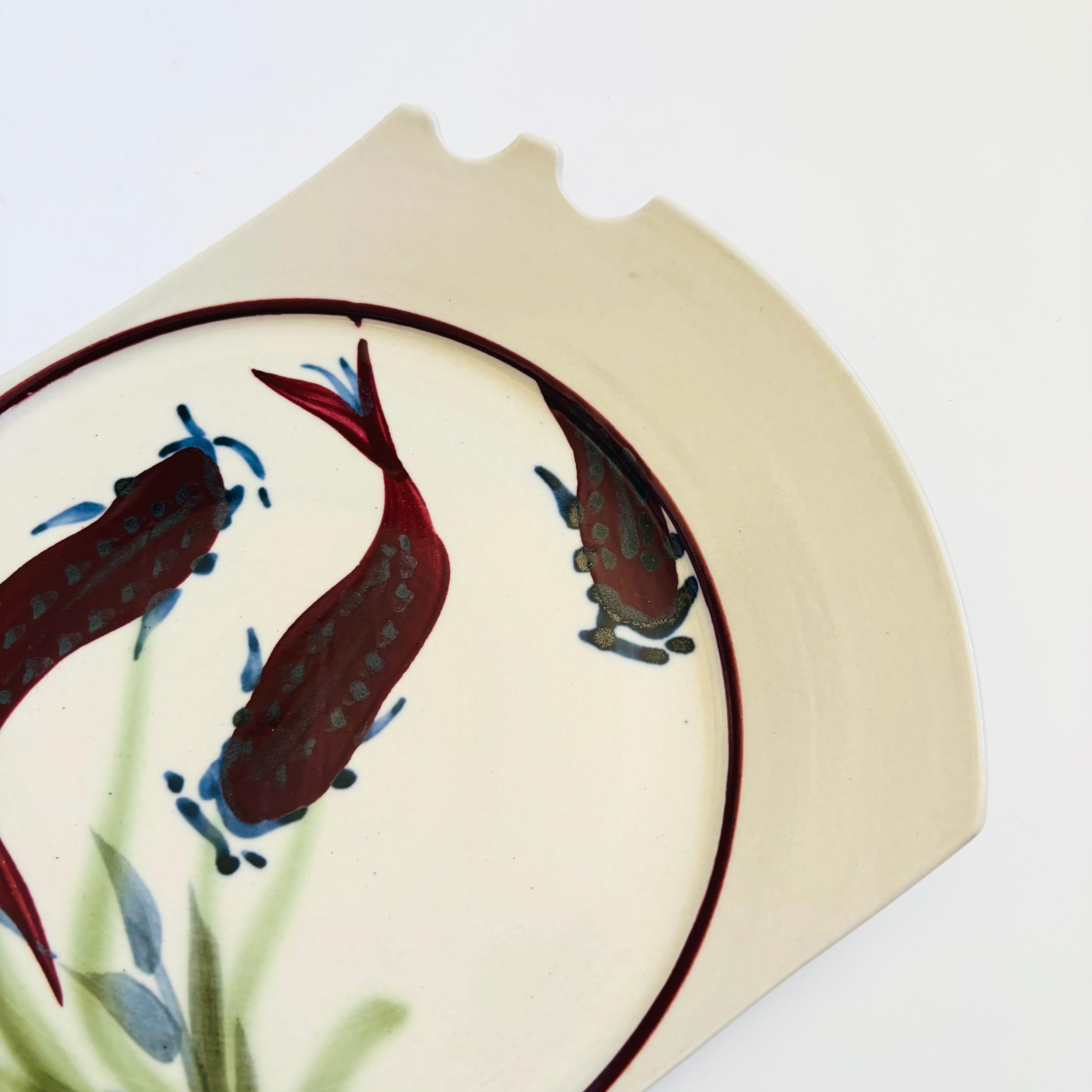 20th Century Studio Pottery Serving Plate with Chopstick Rest For Sale