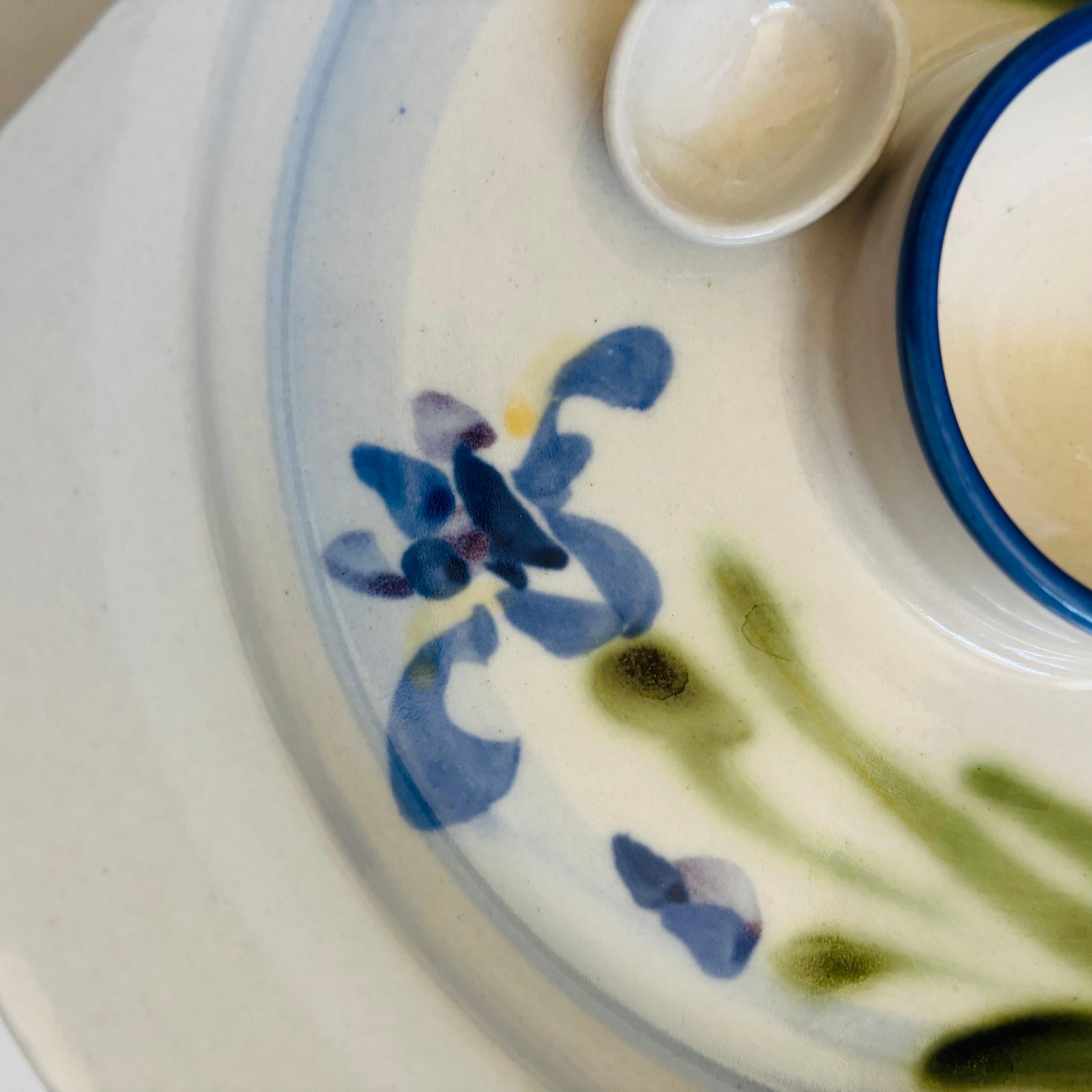 Studio Pottery Serving Plate with Chopstick Rest For Sale 1