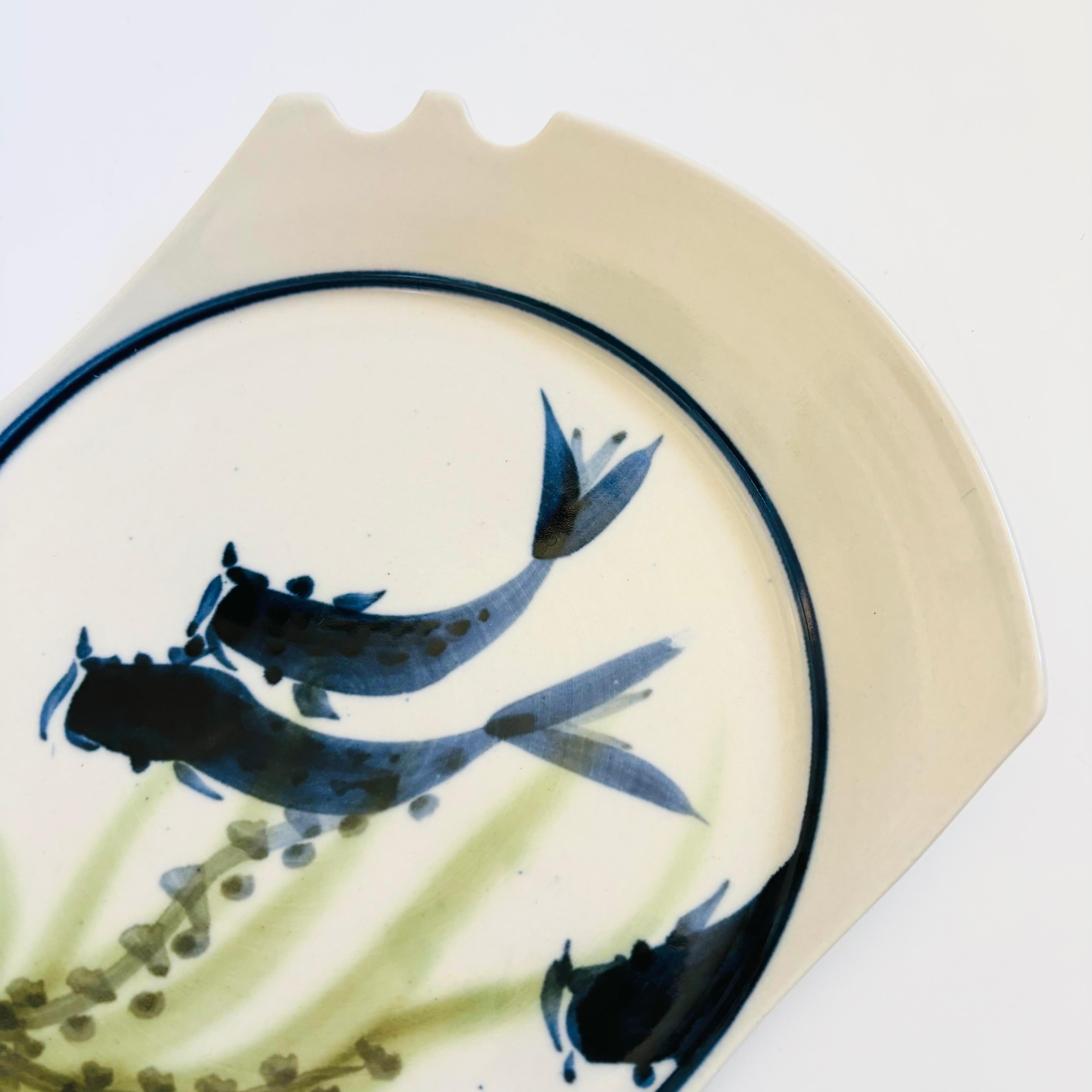 Studio Pottery Serving Plate with Chopstick Rest For Sale 1
