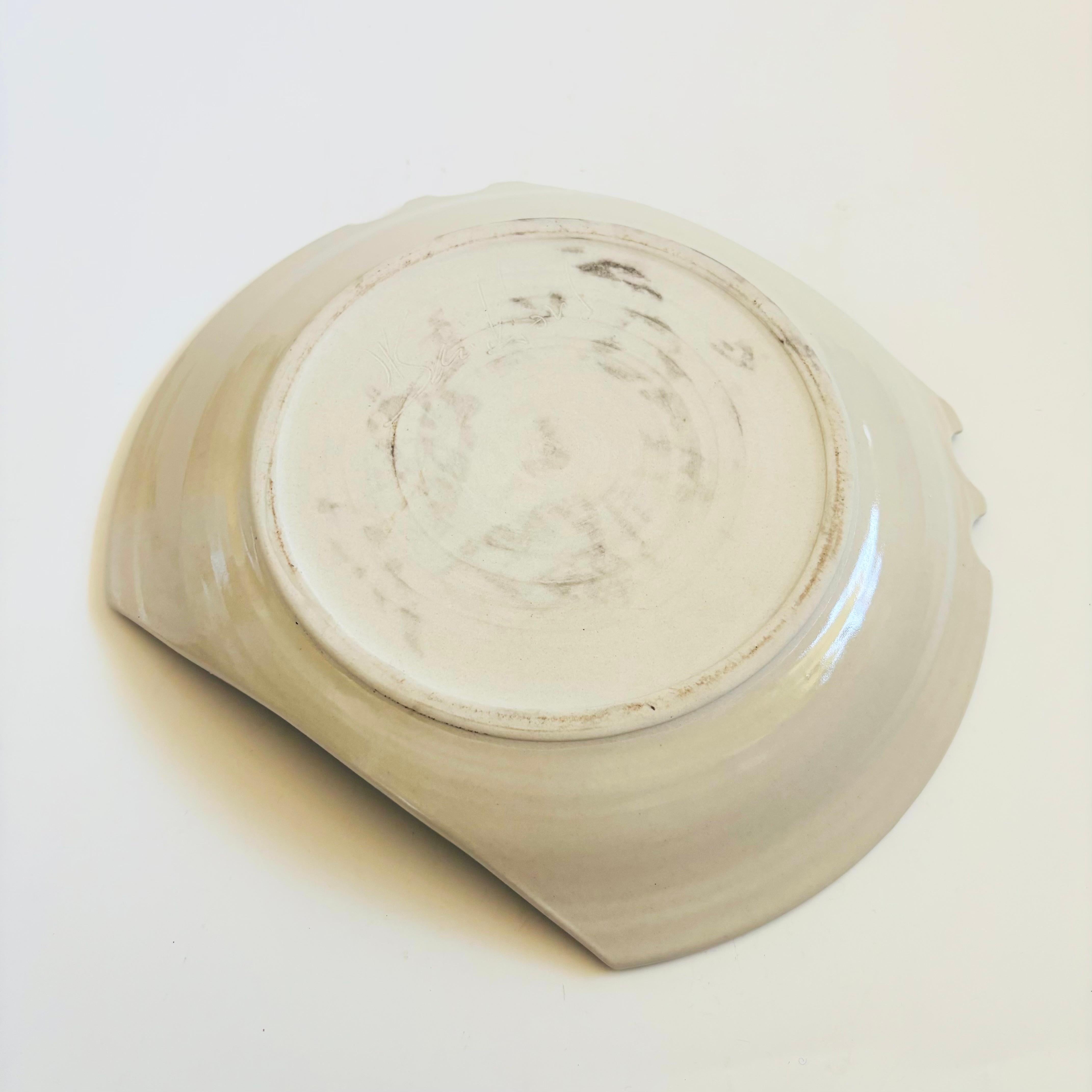 Studio Pottery Serving Plate with Chopstick Rest For Sale 2