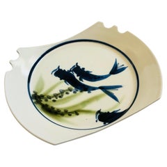 Vintage Studio Pottery Serving Plate with Chopstick Rest