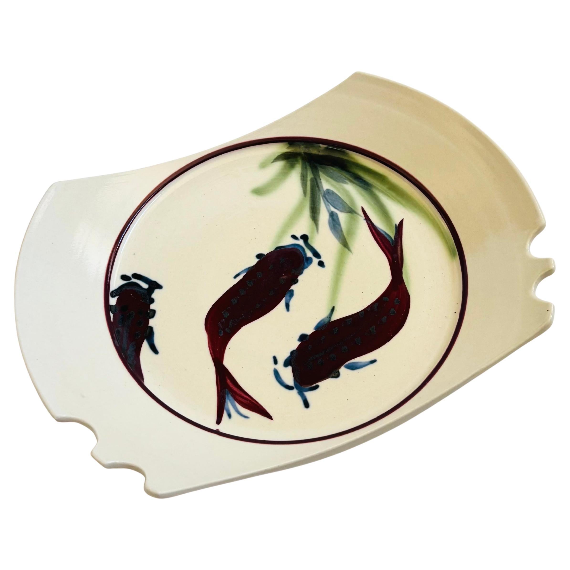 Studio Pottery Serving Plate with Chopstick Rest