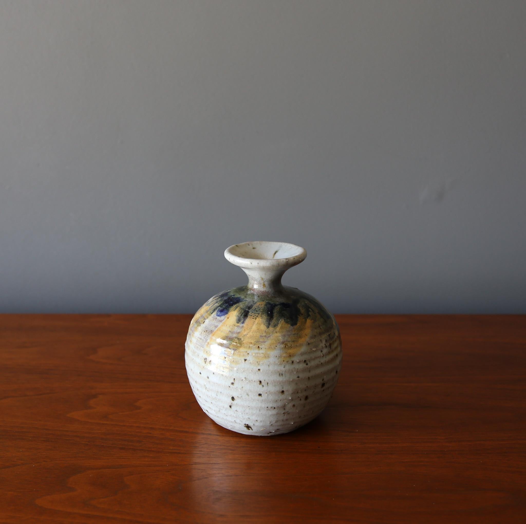 American Studio Pottery Signed Ceramic Vase, circa 1970
