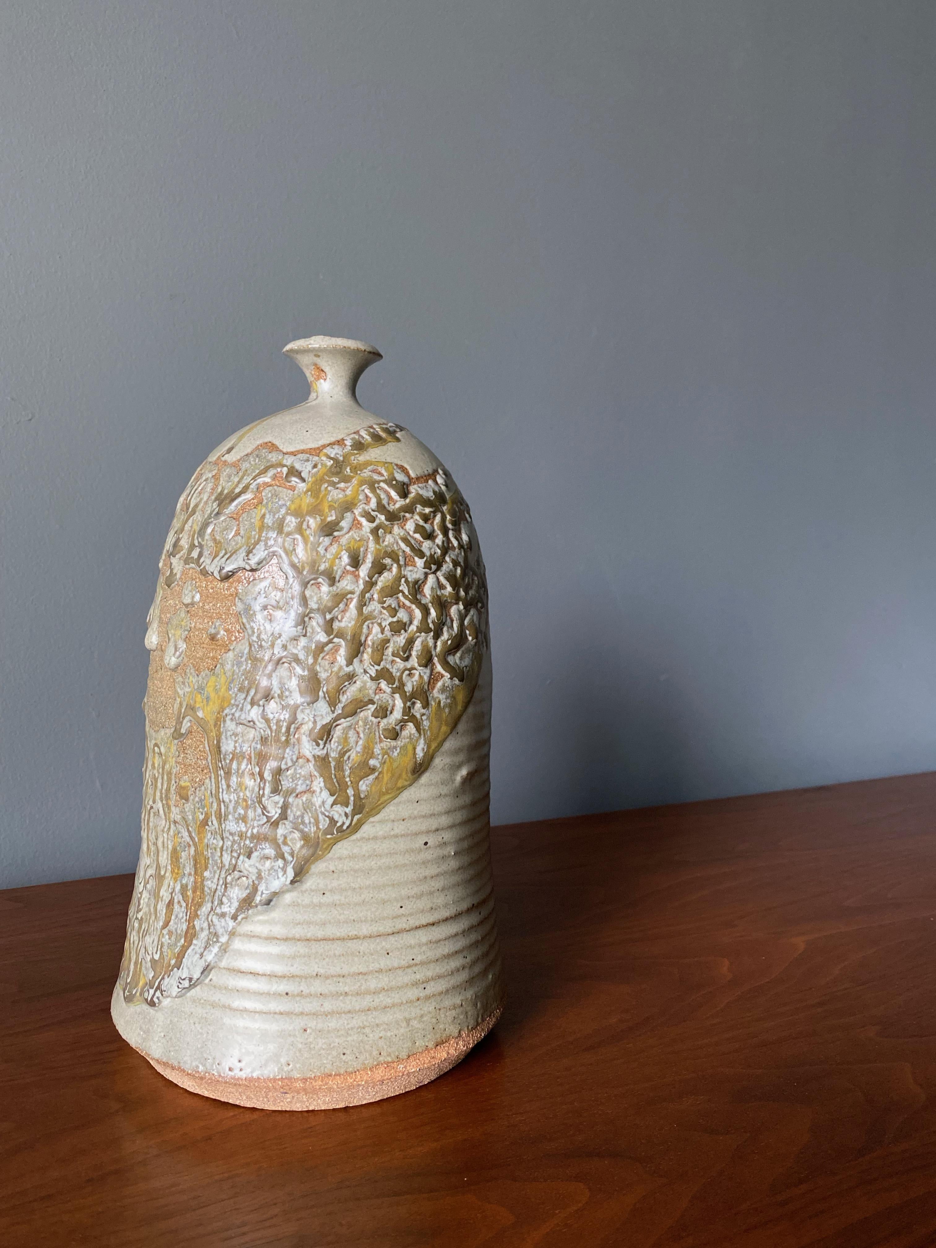 American Studio Pottery Signed Ceramic Vase, circa 1975 For Sale