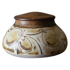 Vintage Studio Pottery Signed Lidded Jar, circa 1970