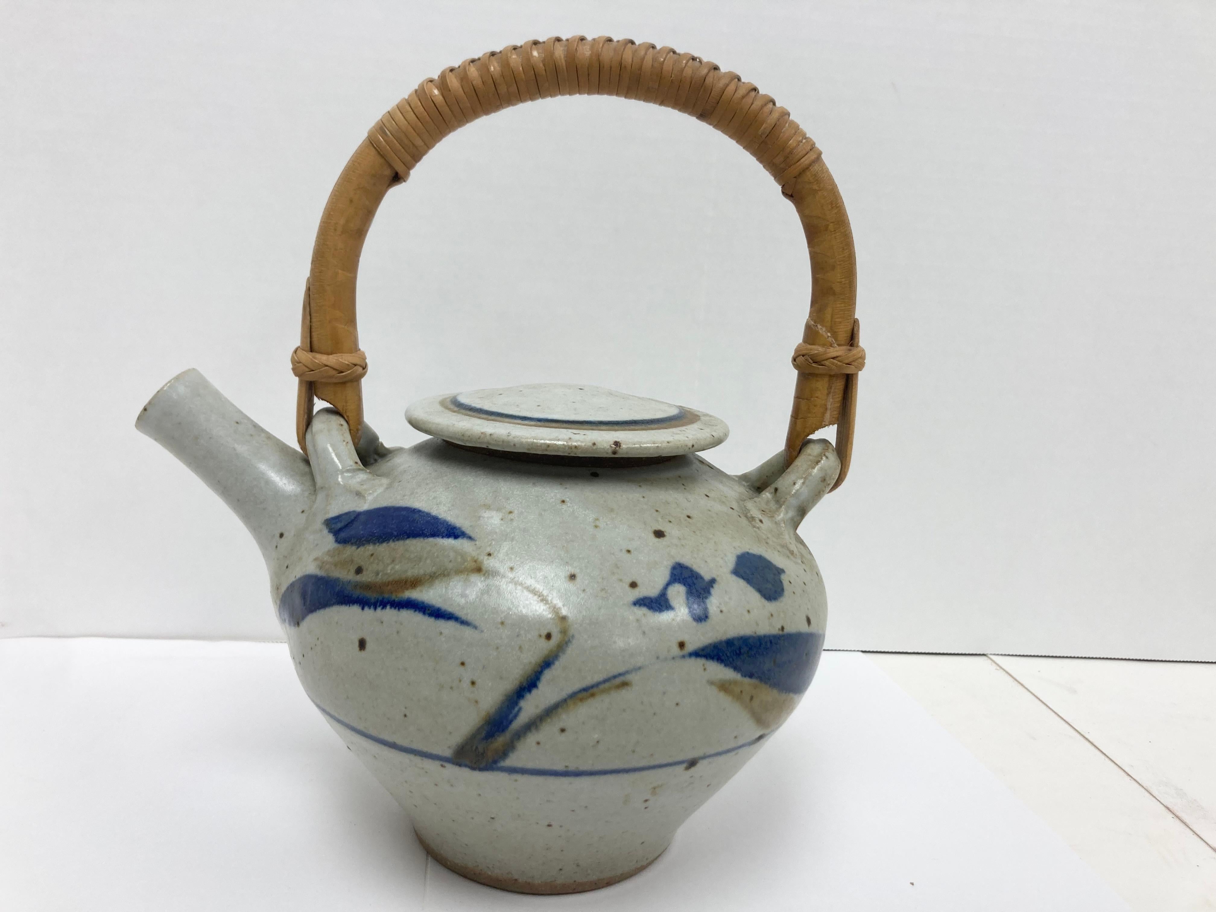Studio Pottery Signed Tea Pot with Fine Form and Color For Sale 3
