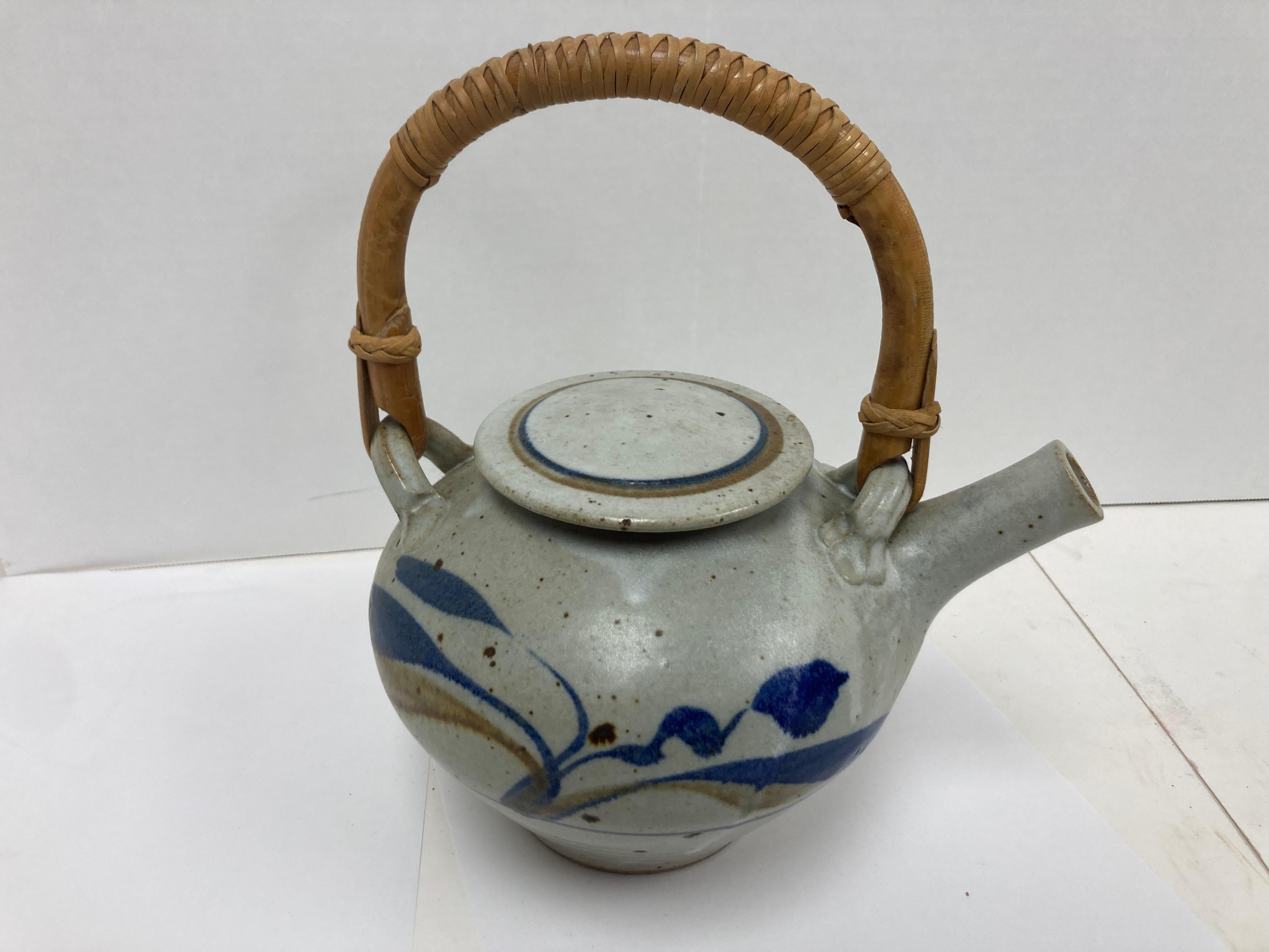Edo Studio Pottery Signed Tea Pot with Fine Form and Color For Sale