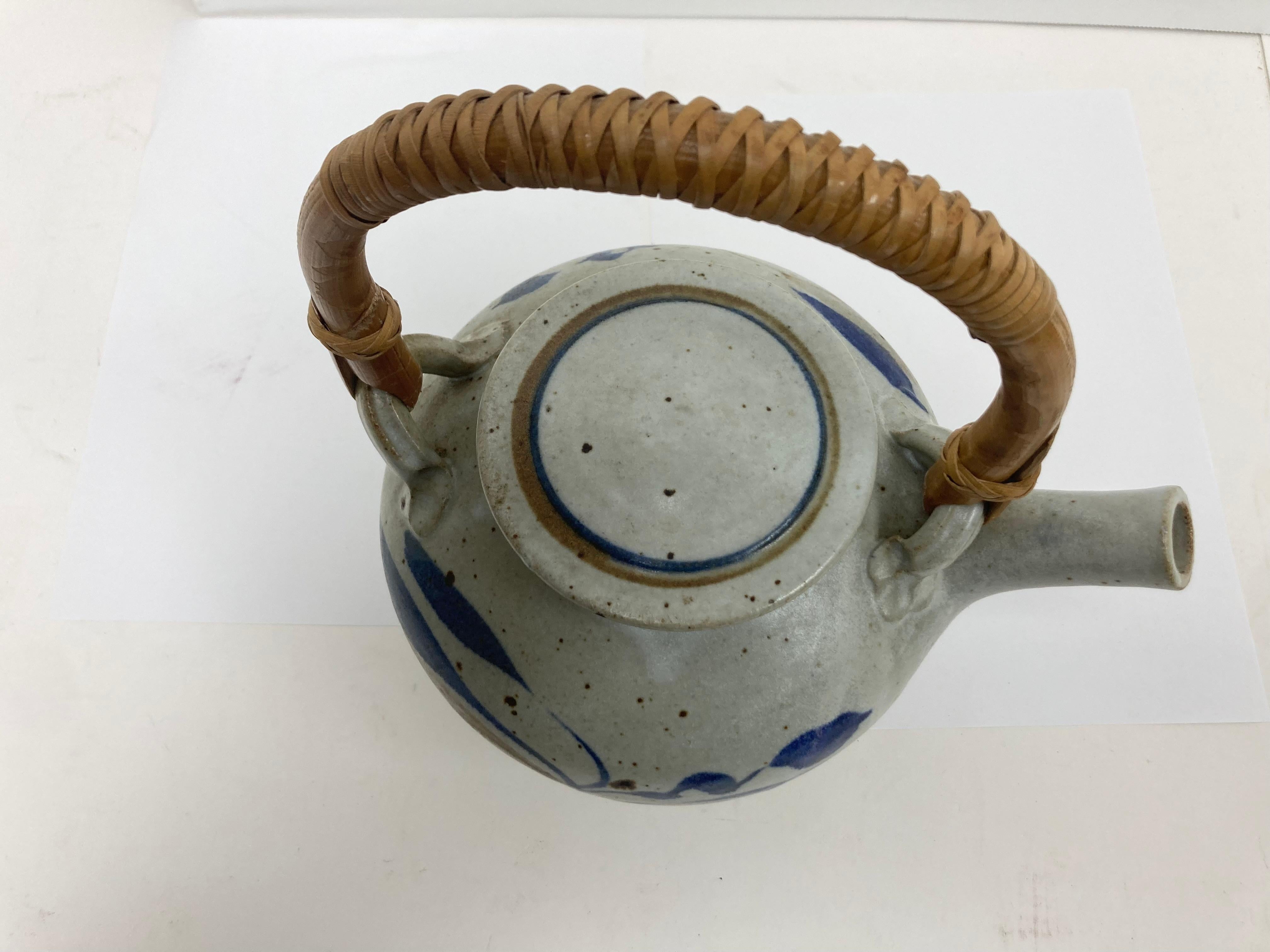 20th Century Studio Pottery Signed Tea Pot with Fine Form and Color For Sale