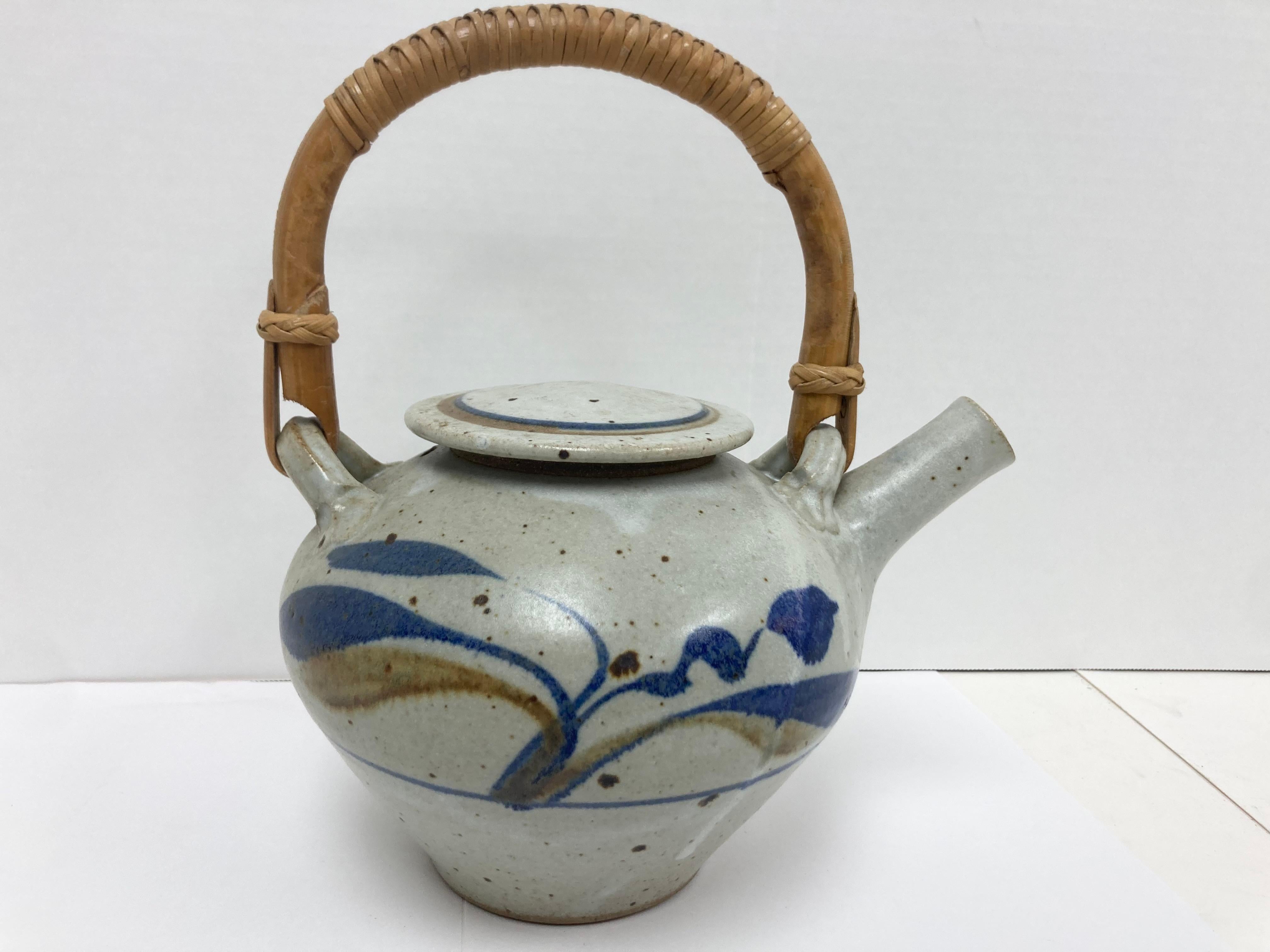 Stoneware Studio Pottery Signed Tea Pot with Fine Form and Color For Sale