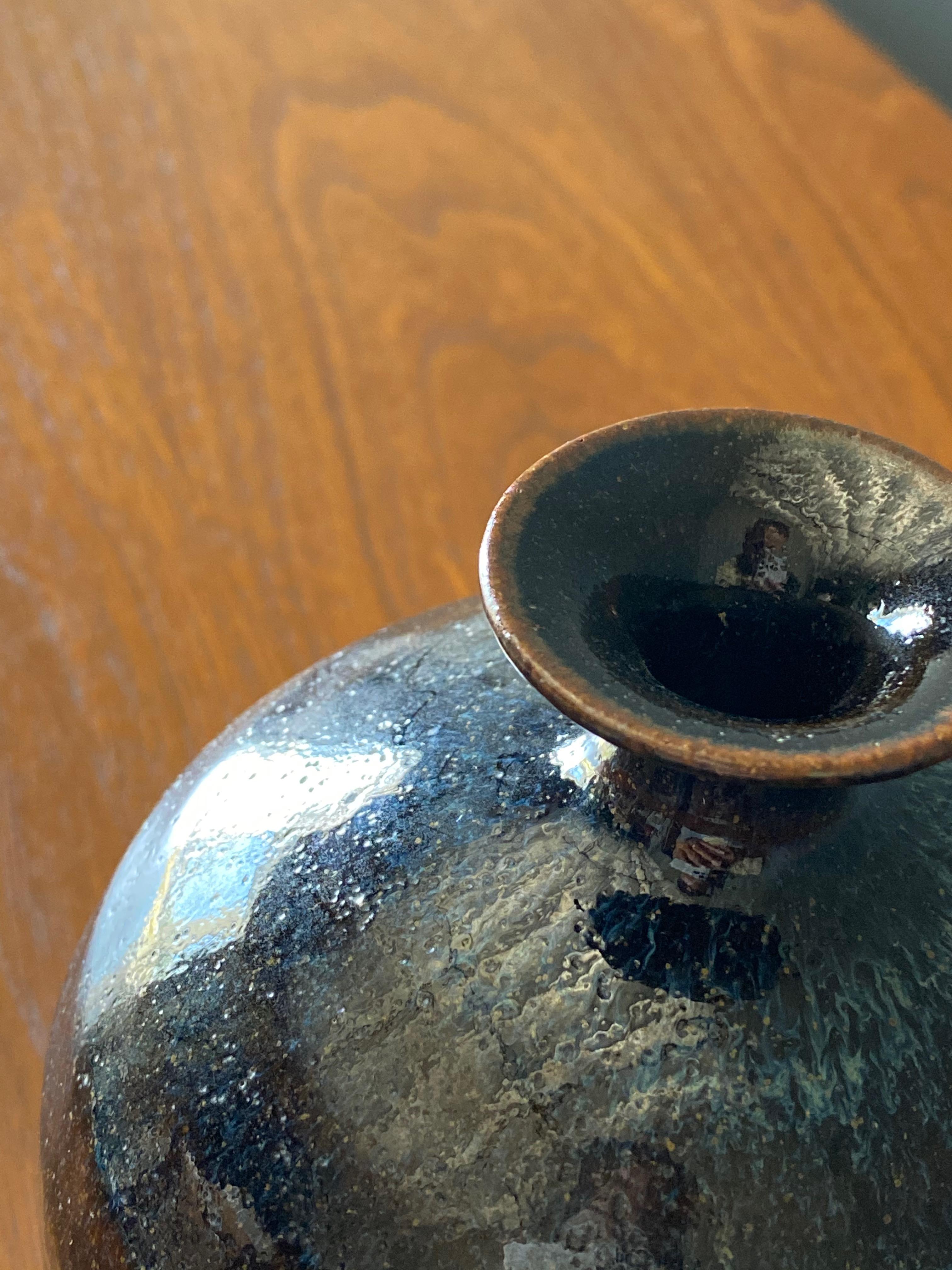 American Studio Pottery Signed Vase, circa 1970 For Sale