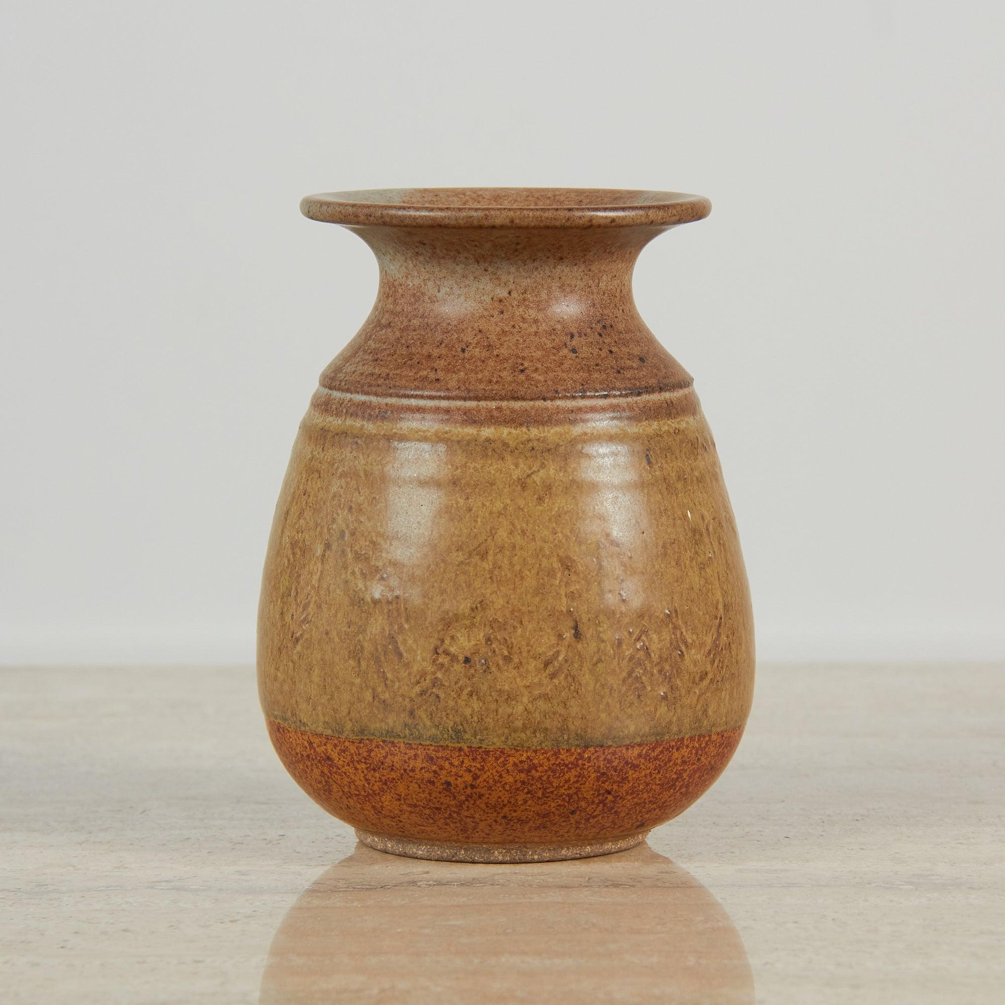 Mid-Century Modern Studio Pottery Stoneware Vessel with Painterly Glaze