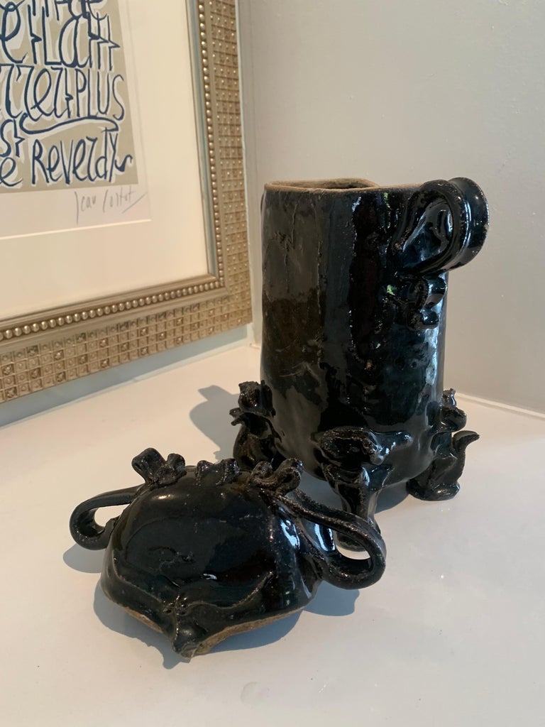 Studio Pottery Storage or Vase Vessel with Lid For Sale at 1stDibs