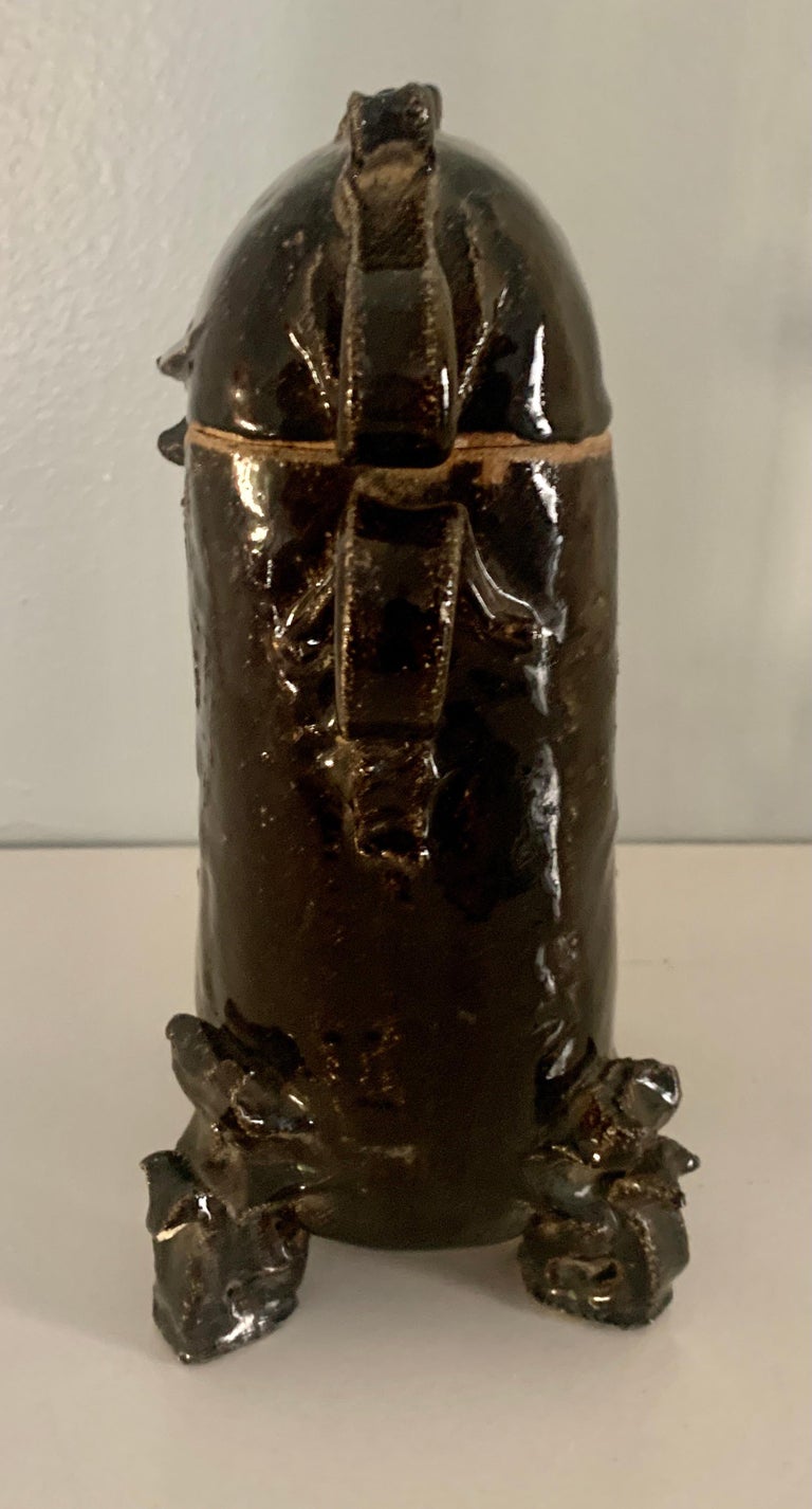 Studio Pottery Storage or Vase Vessel with Lid For Sale at 1stDibs