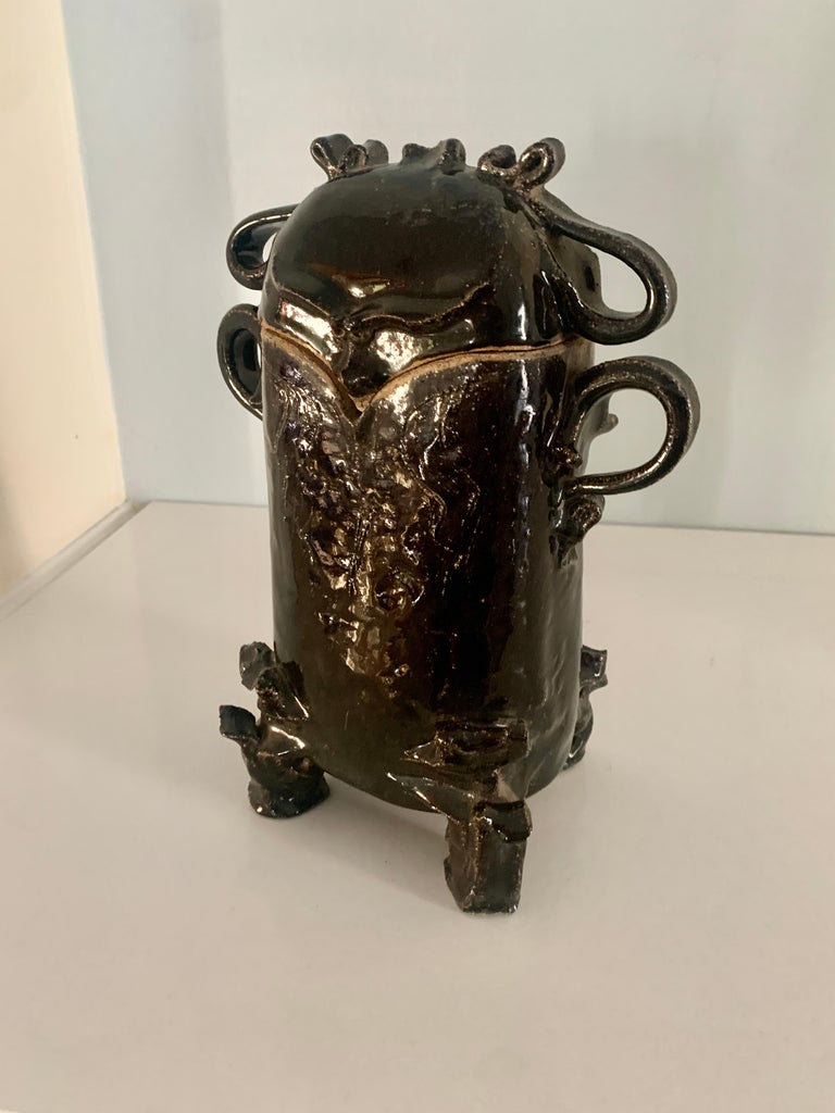 Studio Pottery Storage or Vase Vessel with Lid For Sale at 1stDibs