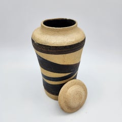 Studio Pottery Striped Lidded Vase