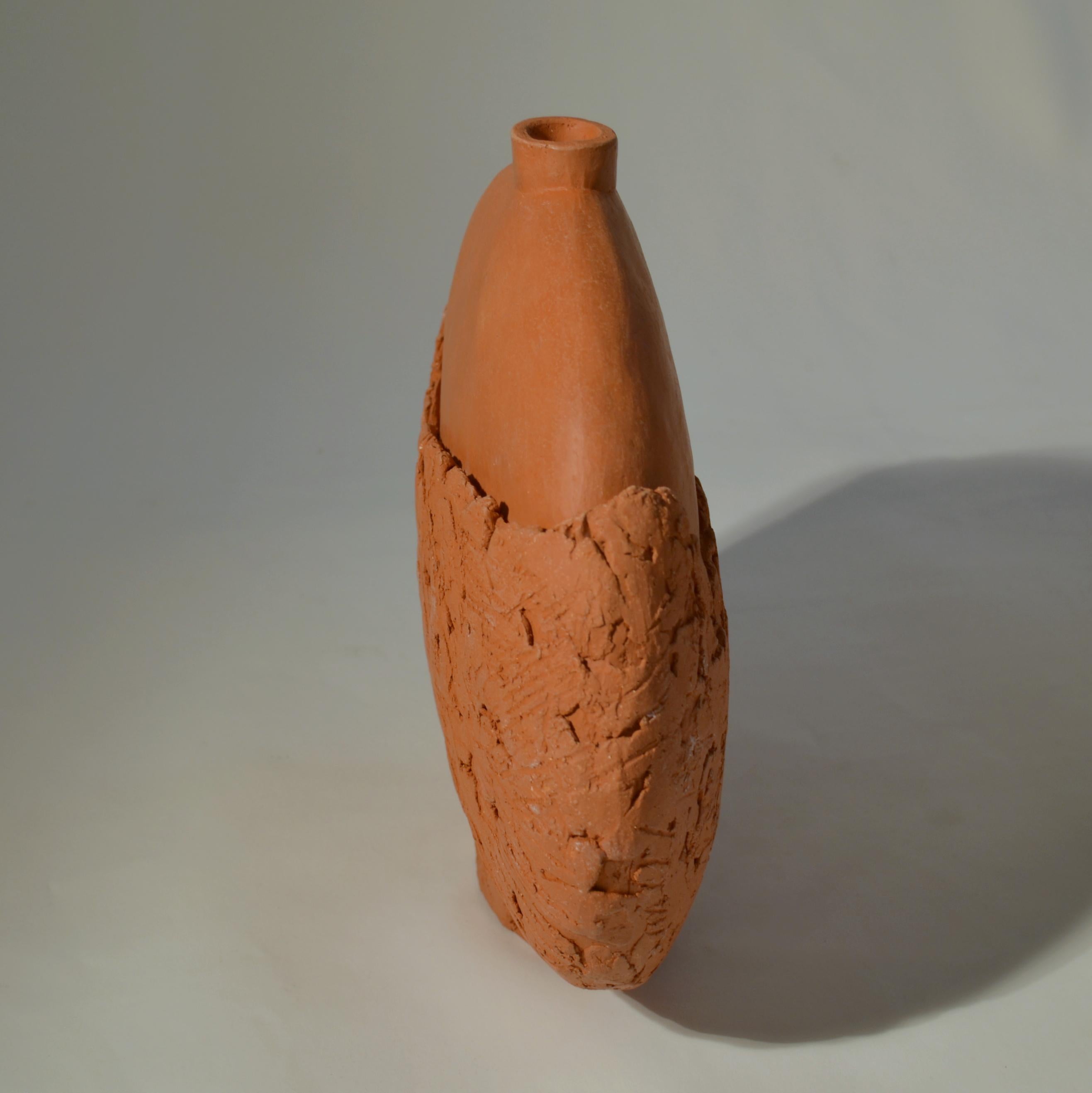 Hand-Crafted Sculptural Studio Pottery Terracotta Vase For Sale