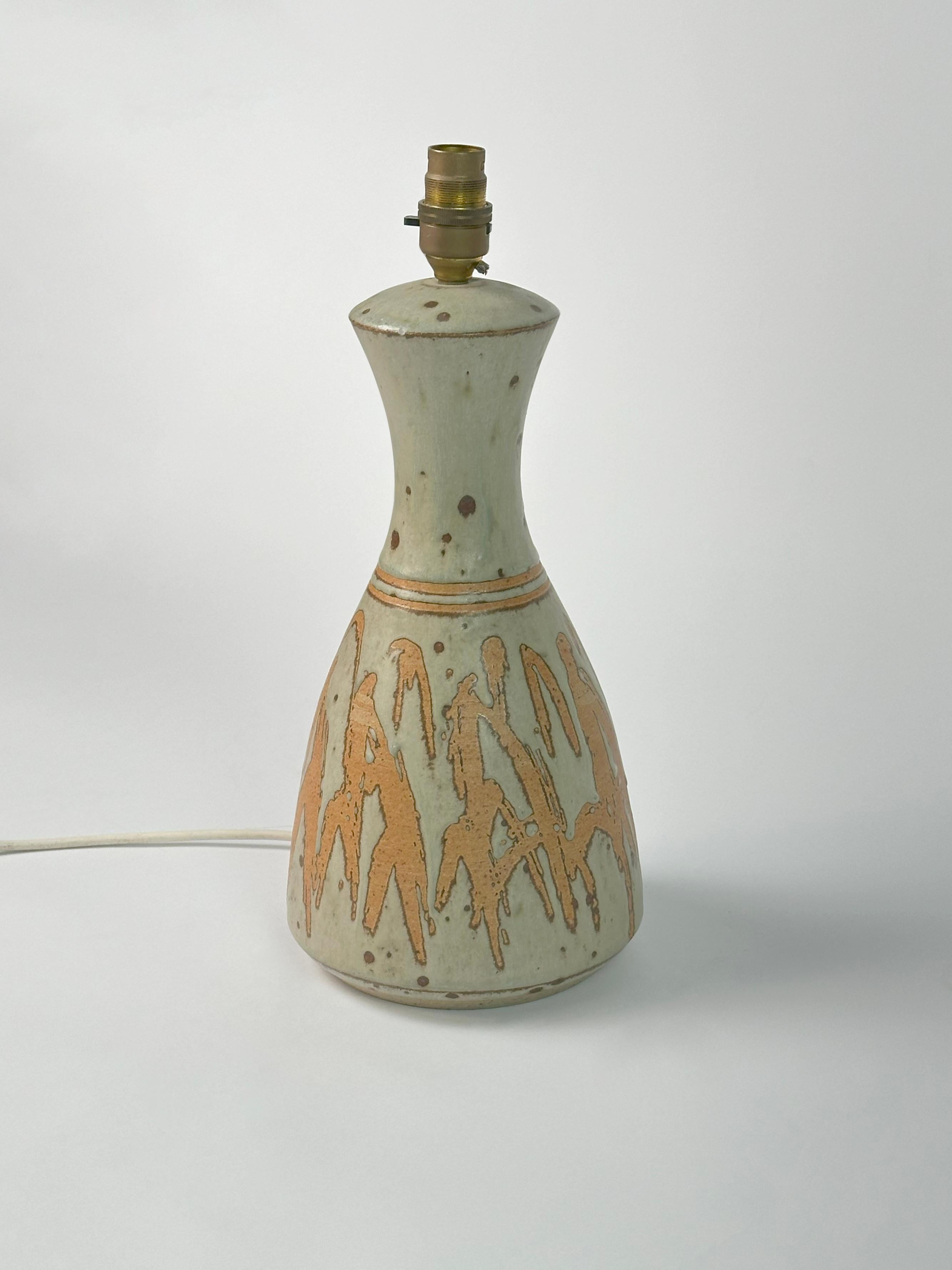 Organic Modern Studio Pottery Terracotta Lamp Base by Graeme James, Chipping Campden c. 1980s For Sale