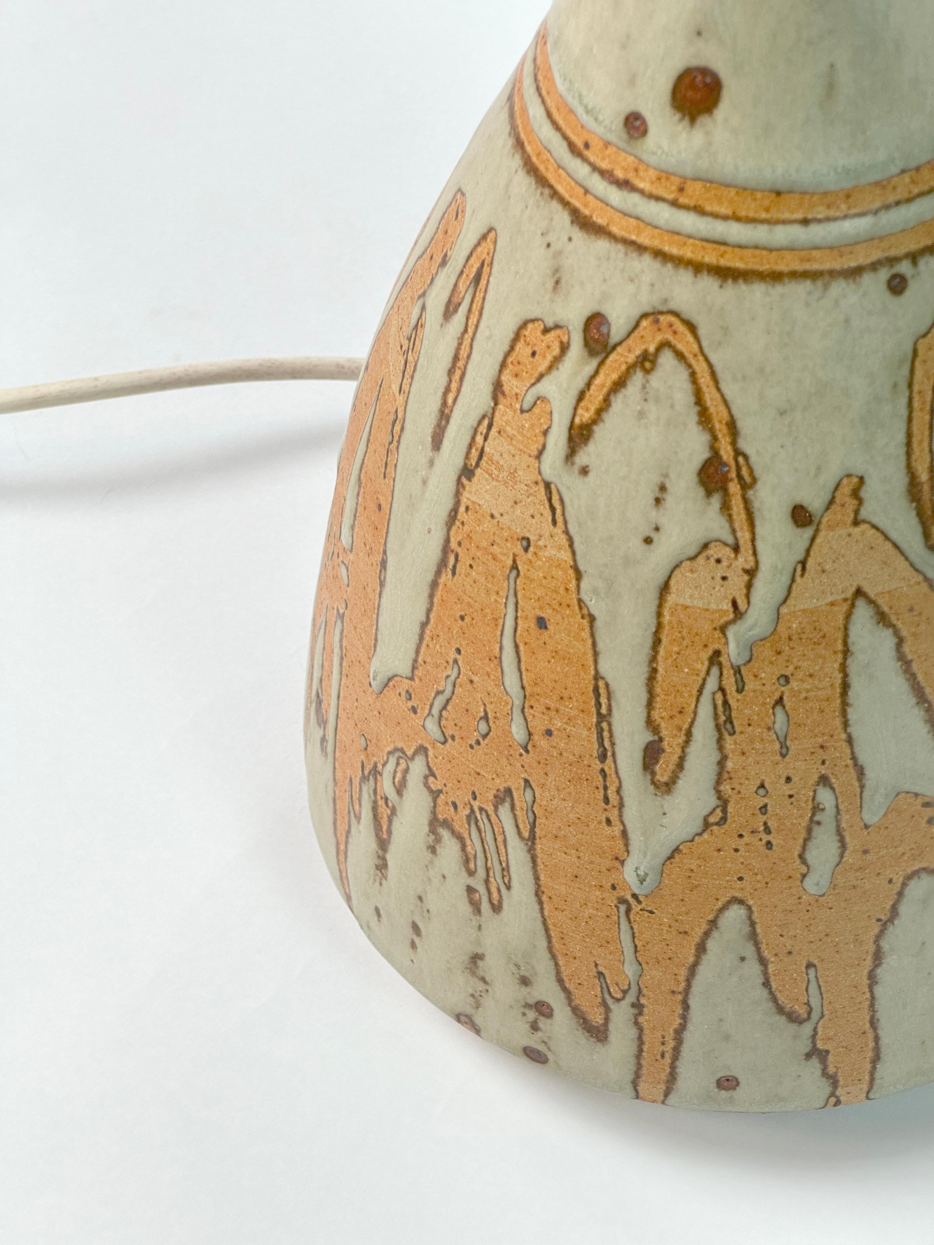 Studio Pottery Terracotta Lamp Base by Graeme James, Chipping Campden c. 1980s In Good Condition For Sale In Glasgow, GB