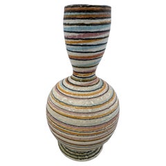 Colored Stripes Vintage Studio Pottery Vase 