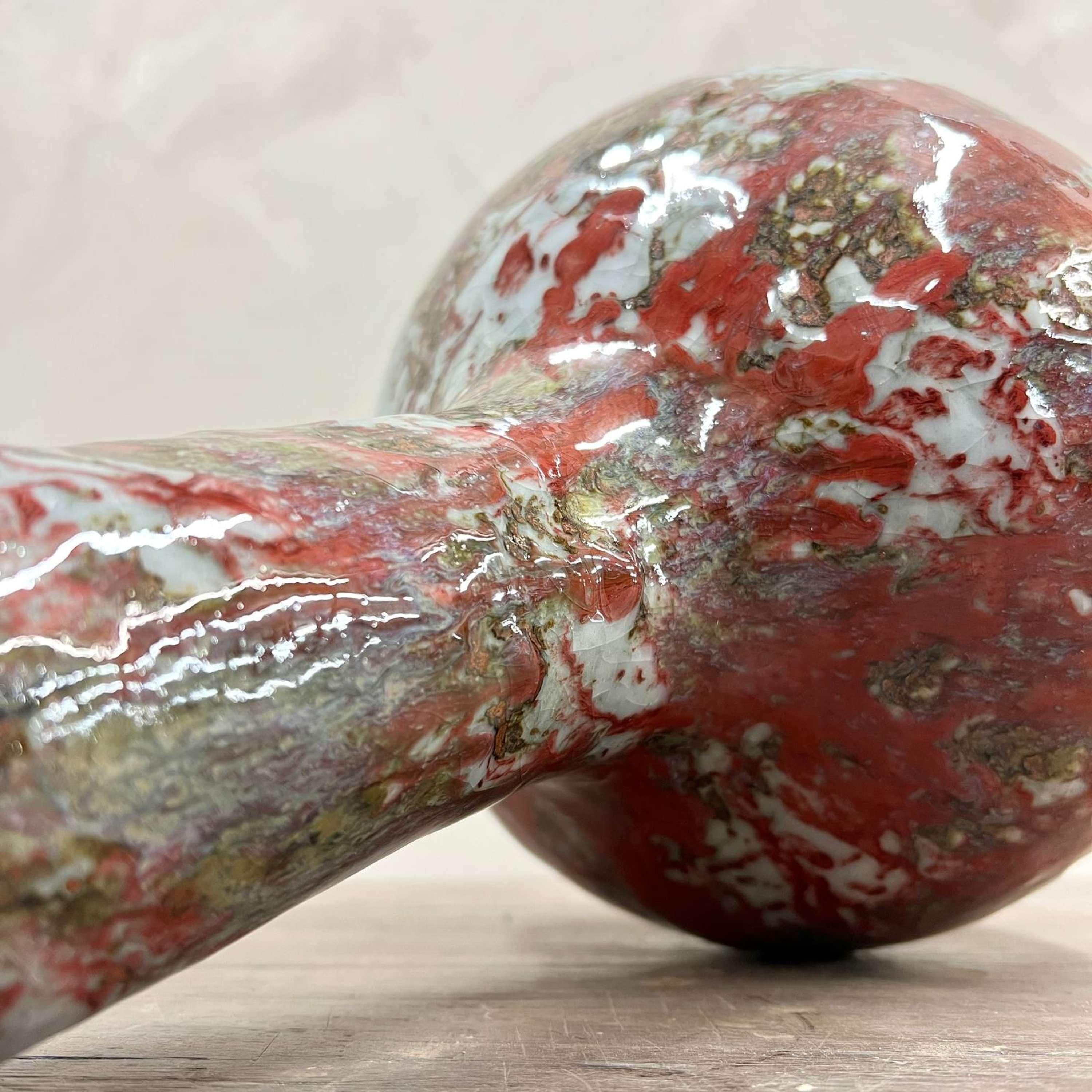Jarrón de cerámica Studio Pottery Pintado a mano Esmalte goteado 3
