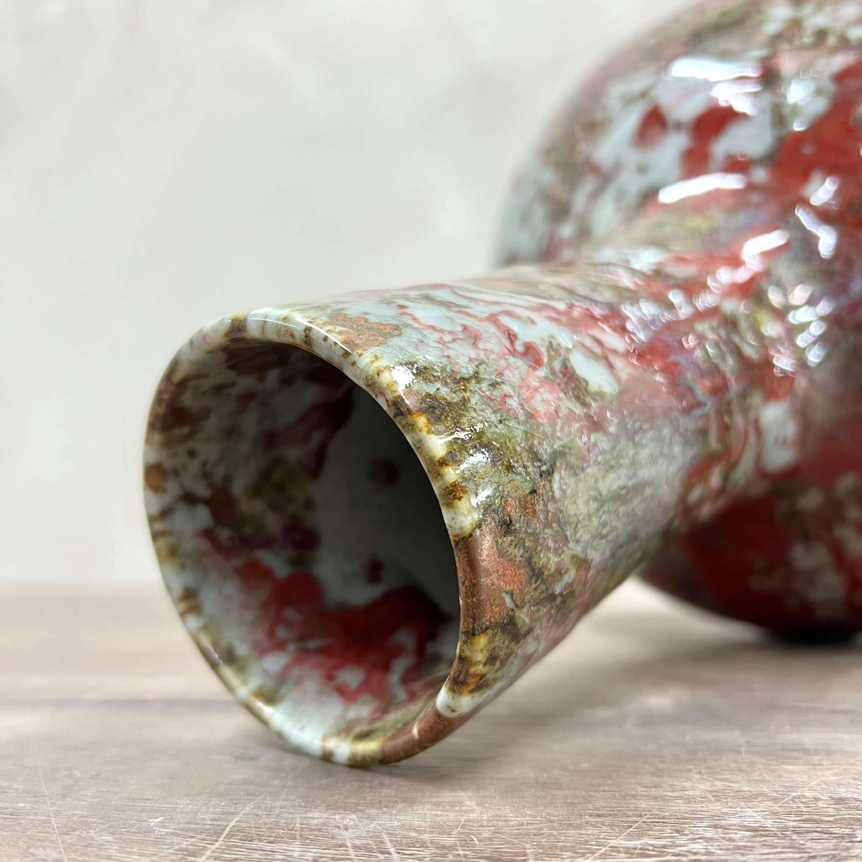 Jarrón de cerámica Studio Pottery Pintado a mano Esmalte goteado 4