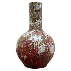 Studio Pottery Vase Hand Painted Dribble Glaze