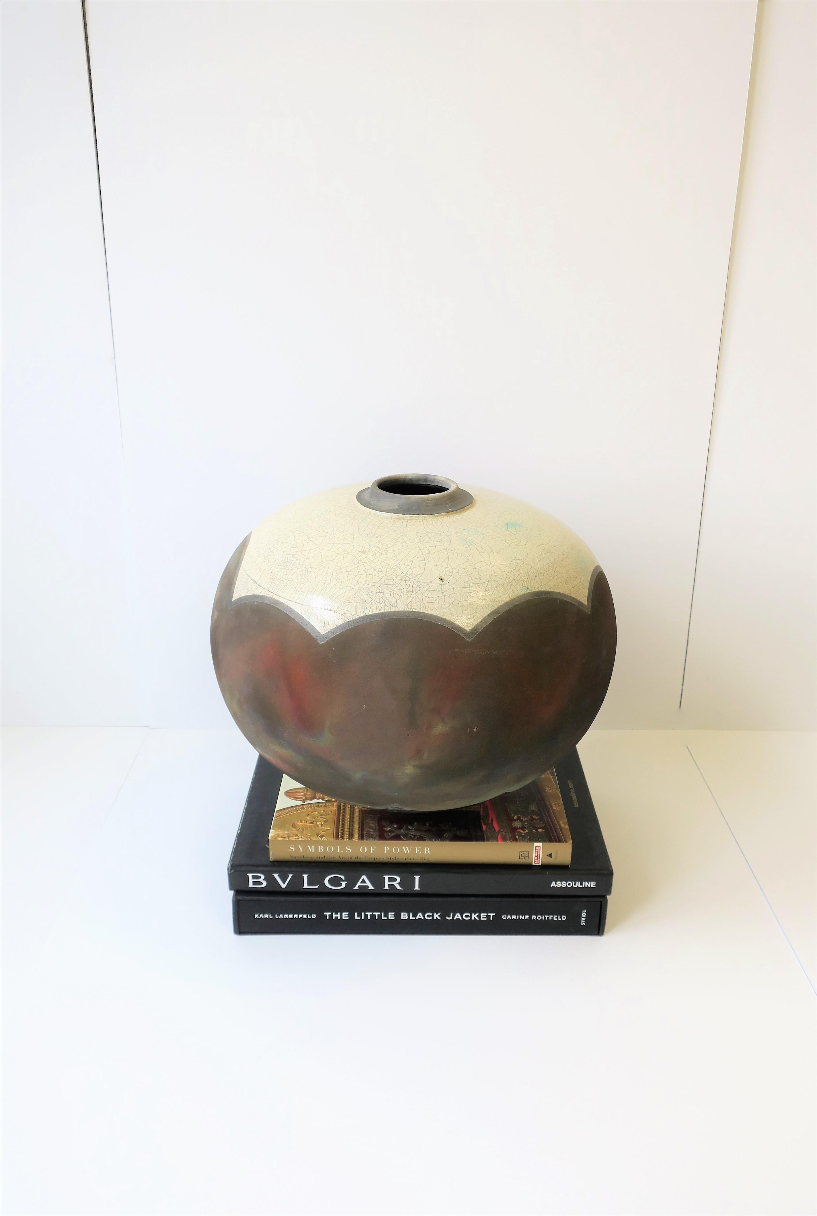 American Studio Raku Pottery Vase or Vessel, 20th Century
