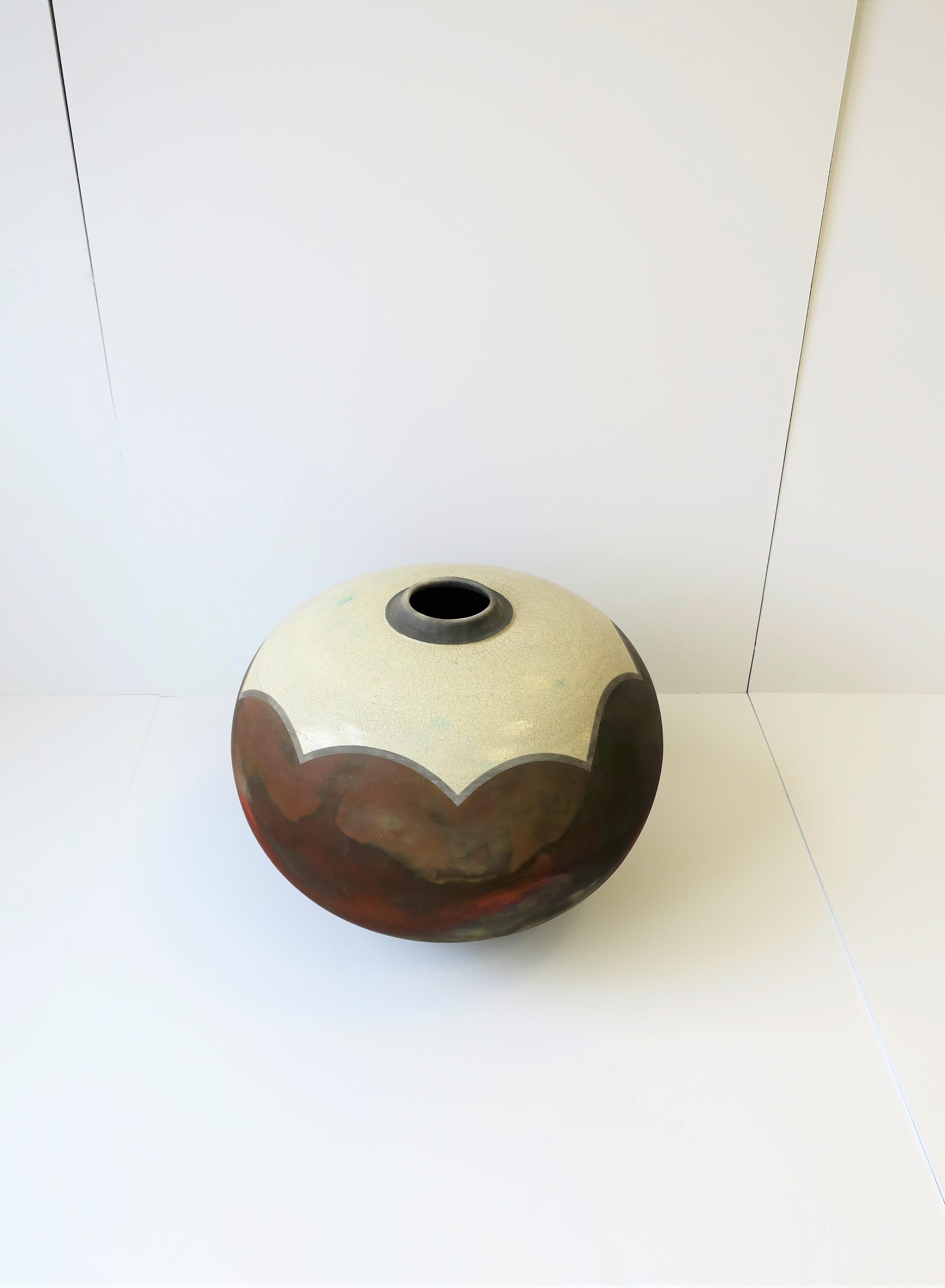 Glazed Studio Raku Pottery Vase or Vessel, 20th Century