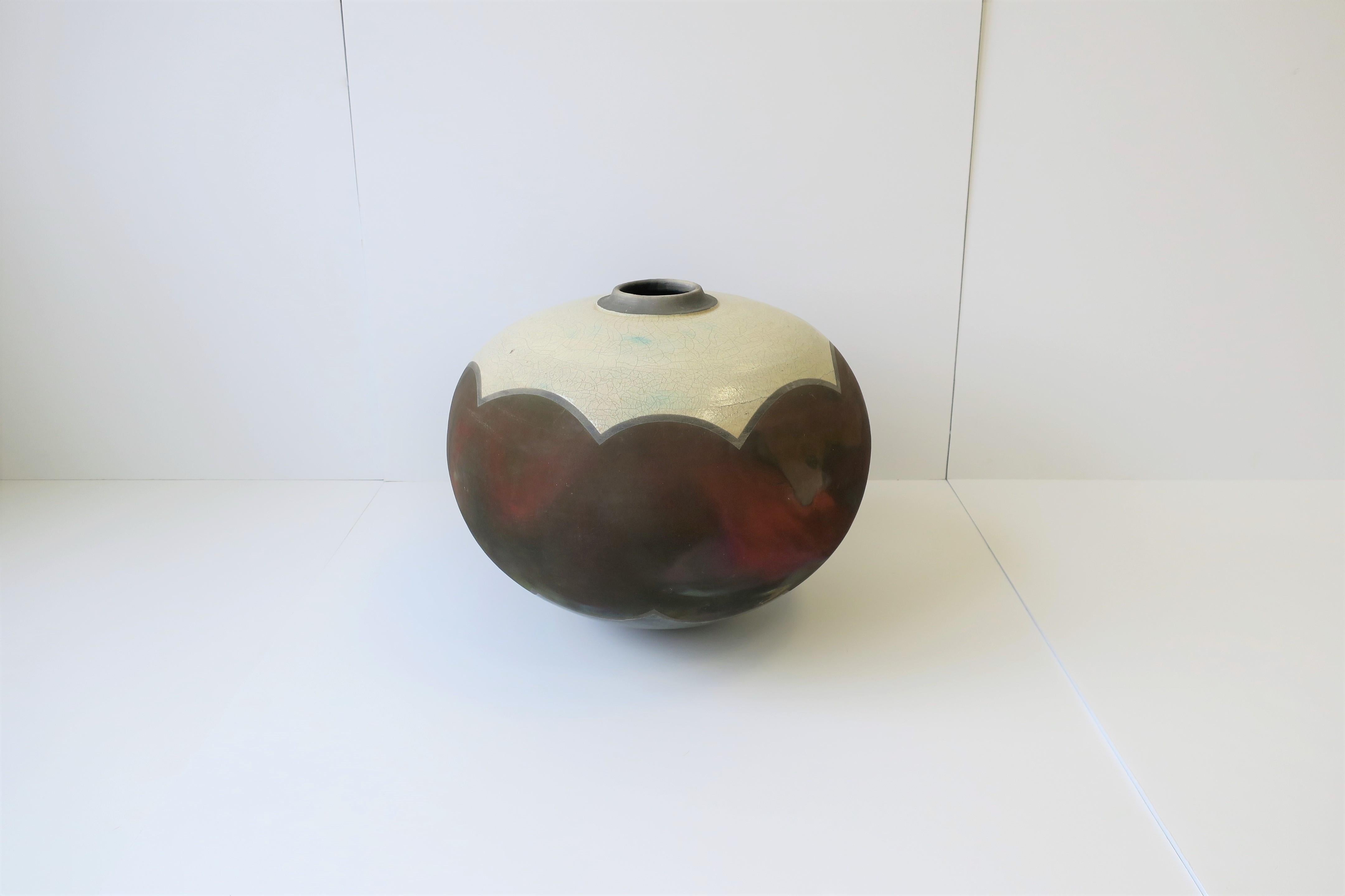 Late 20th Century Studio Raku Pottery Vase or Vessel, 20th Century