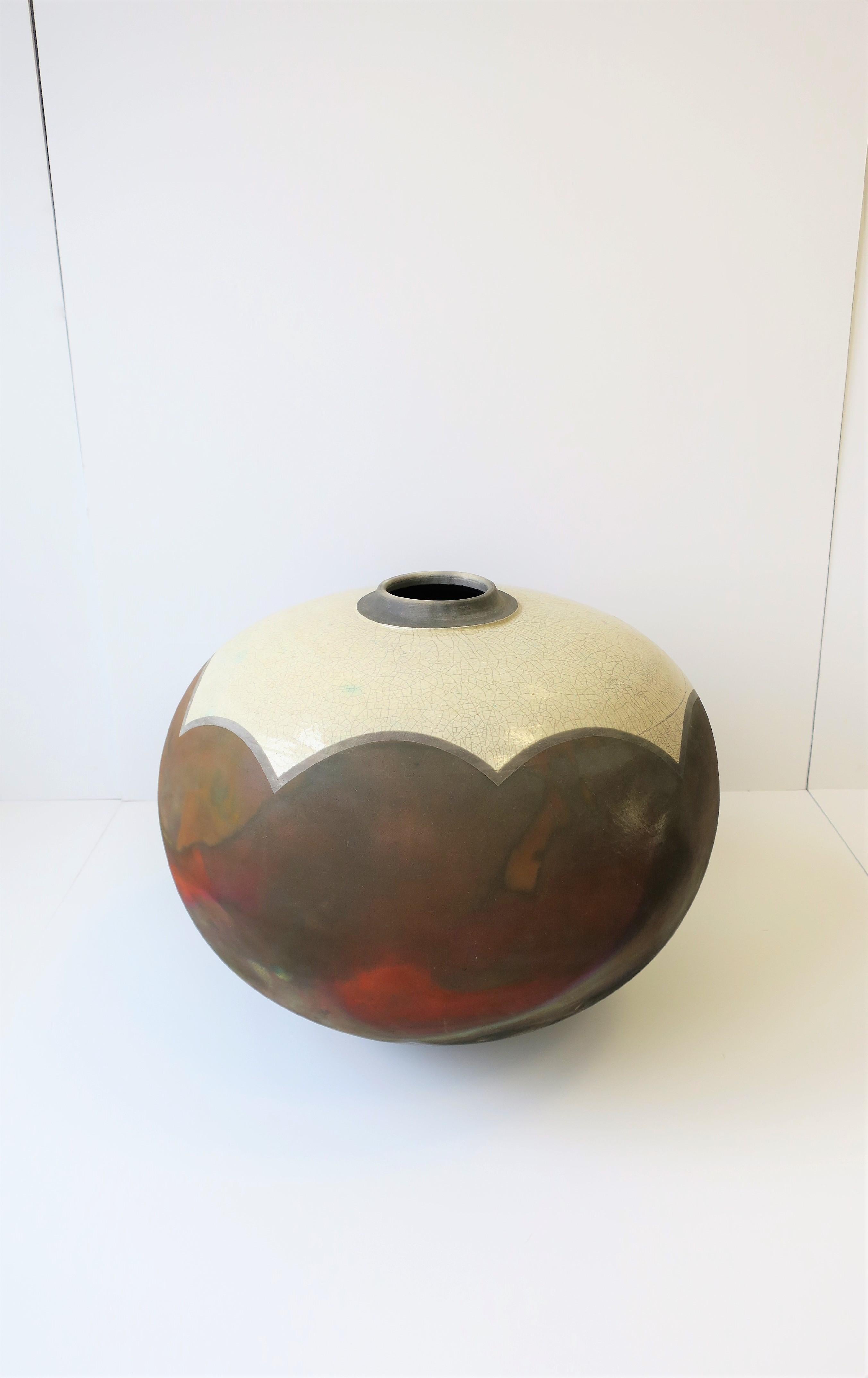 Studio Raku Pottery Vase or Vessel, 20th Century 1