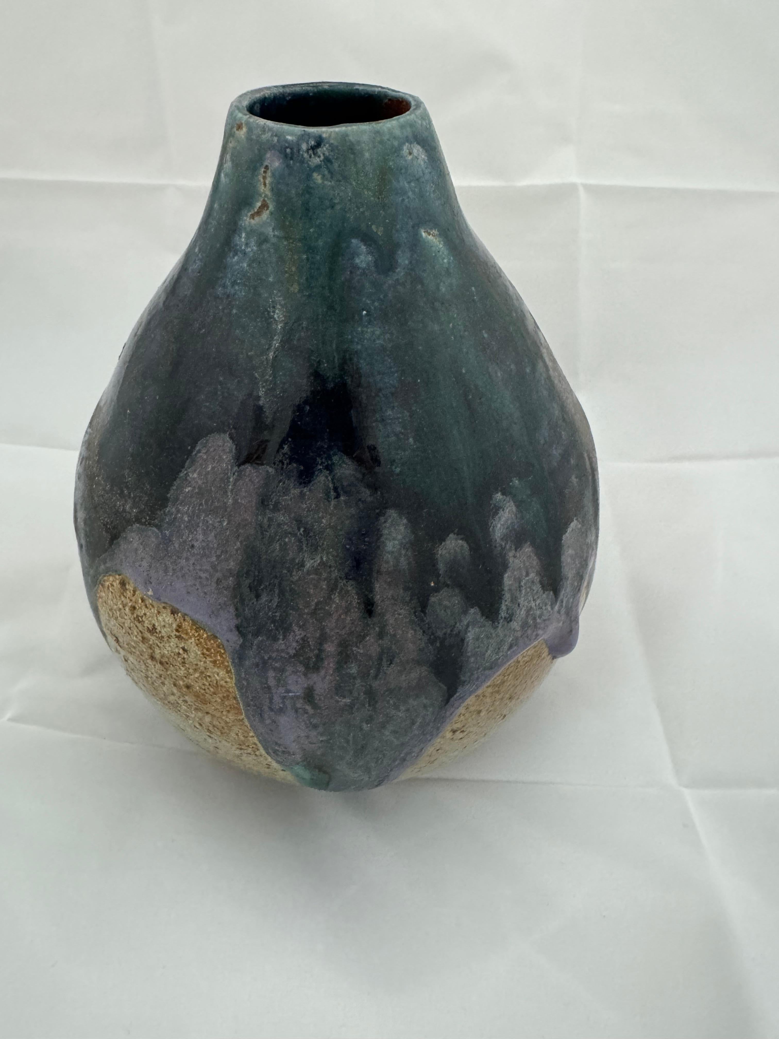 Great partially glazed studio pottery vessel