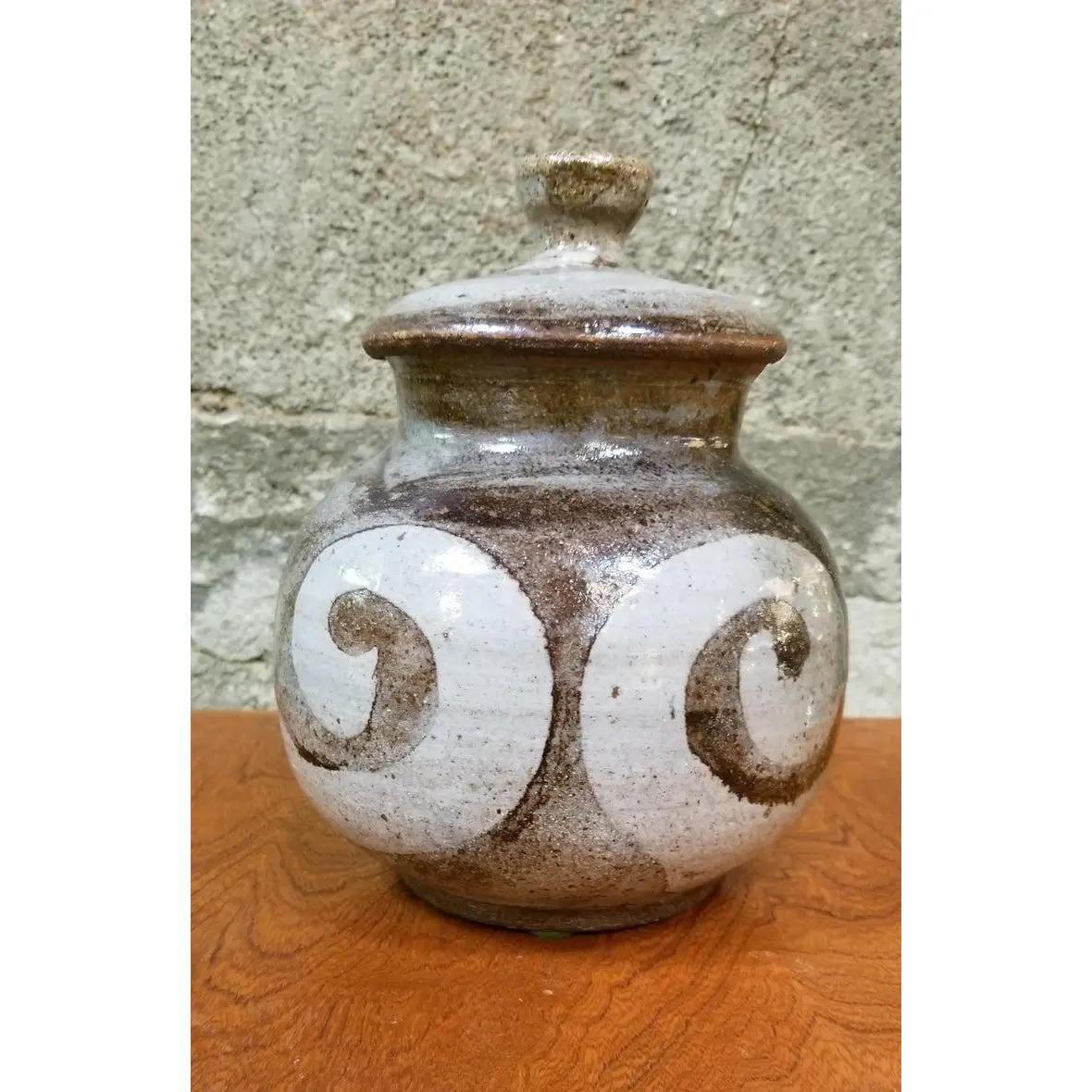 American Studio Pottery Vessel with Lid by Herman Volz