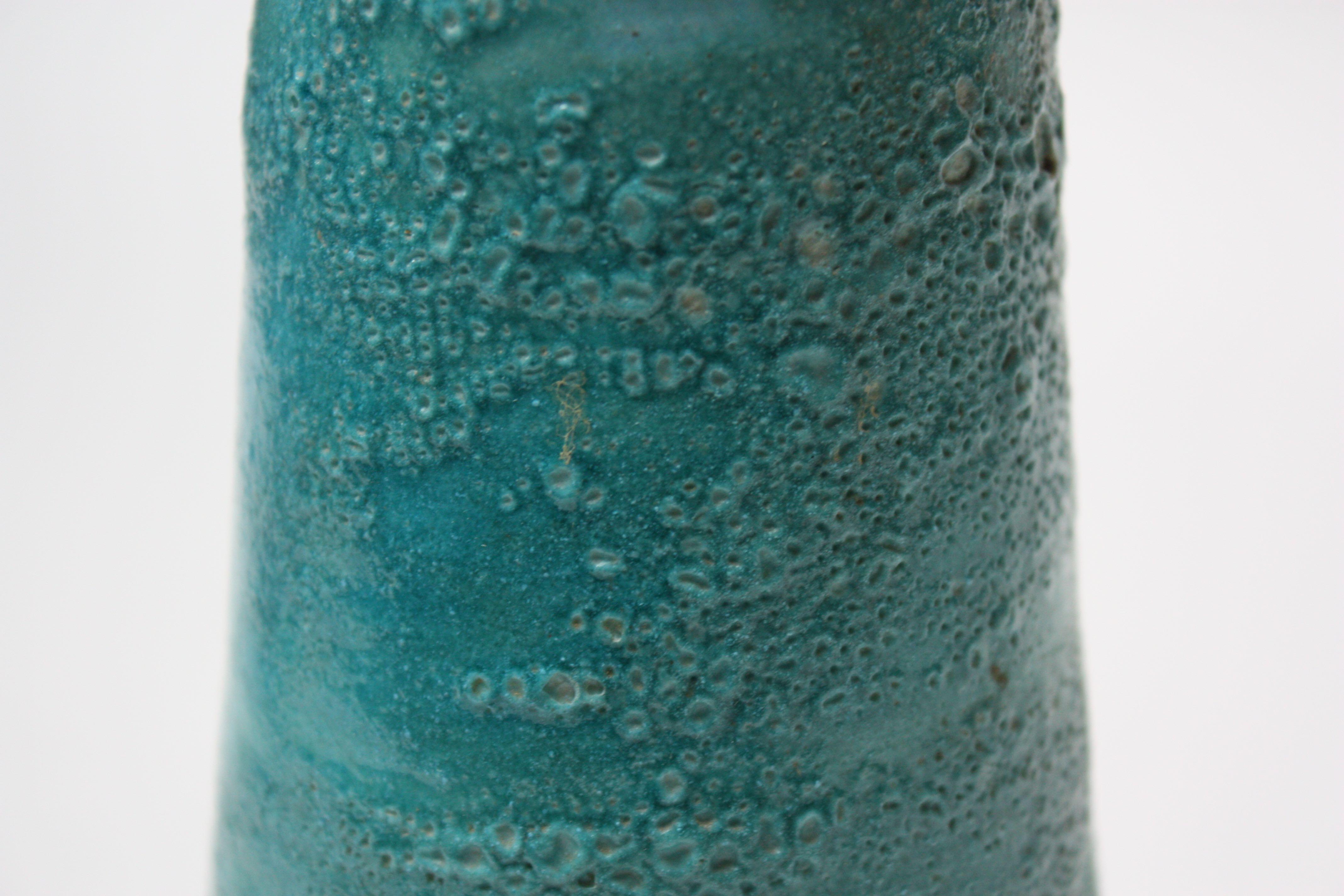 Studio Pottery Volcanic-Texture Vase by Mark Keram in Turquoise 1