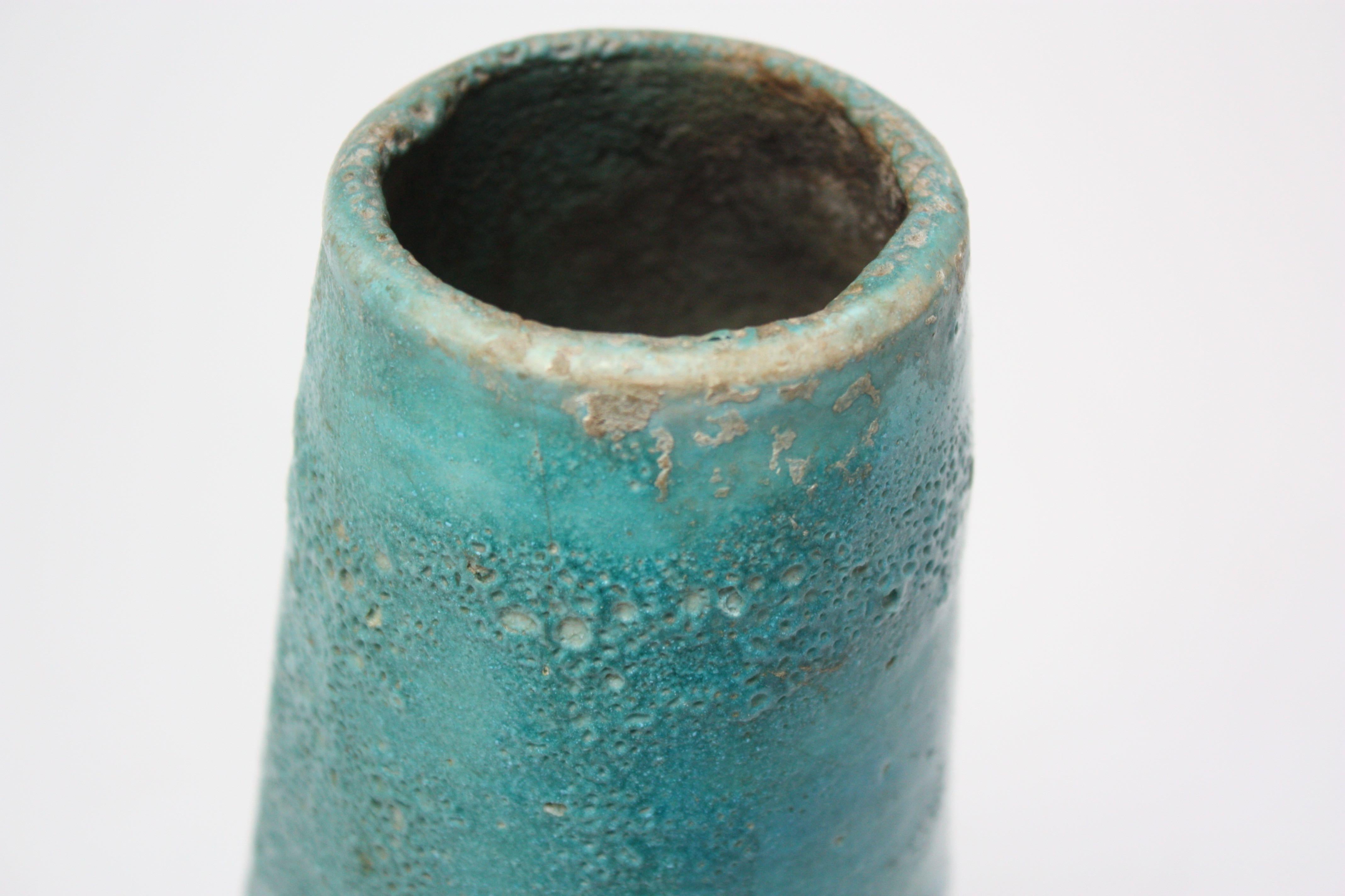 Studio Pottery Volcanic-Texture Vase by Mark Keram in Turquoise 3