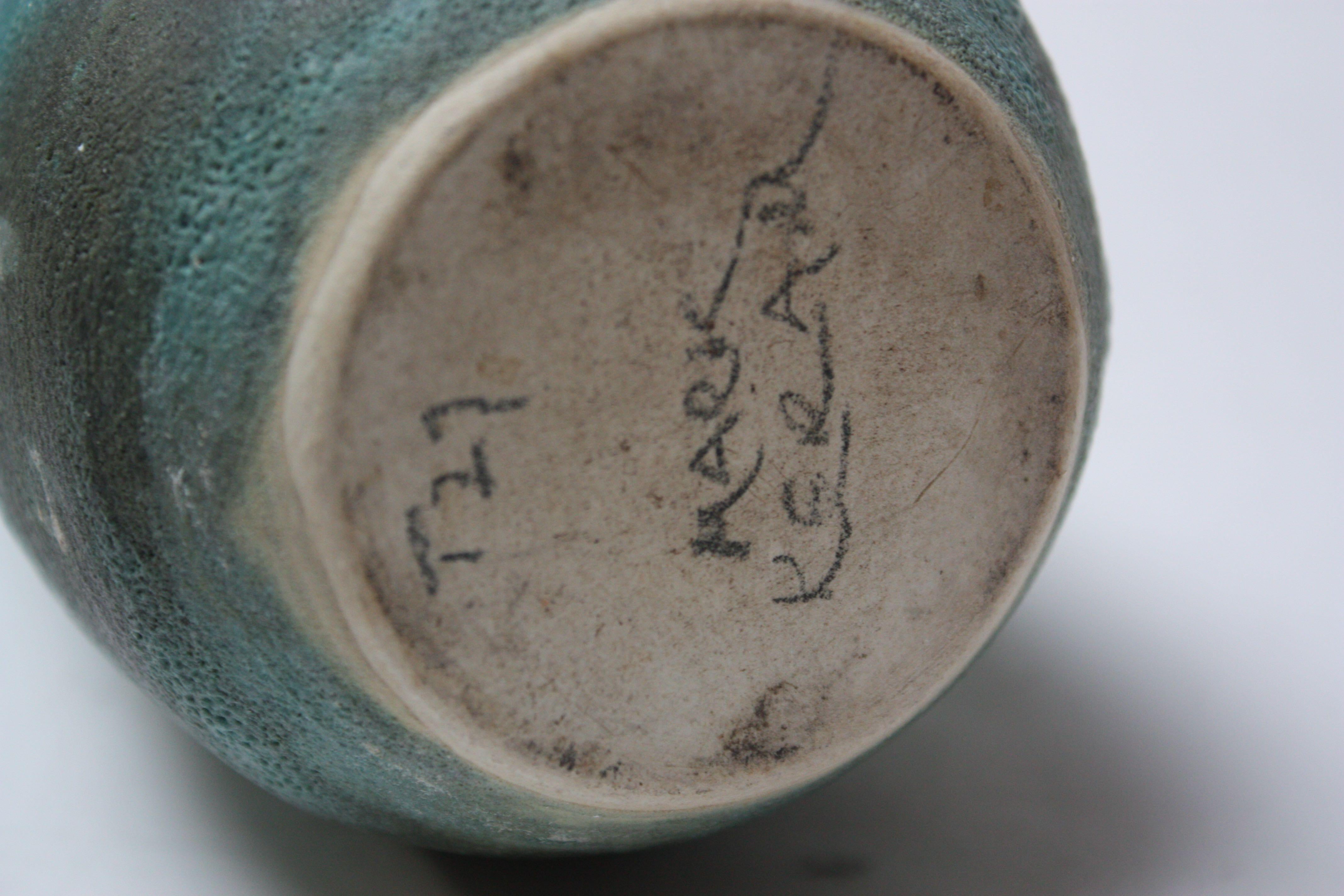 Studio Pottery Volcanic-Texture Vase by Mark Keram in Turquoise 9