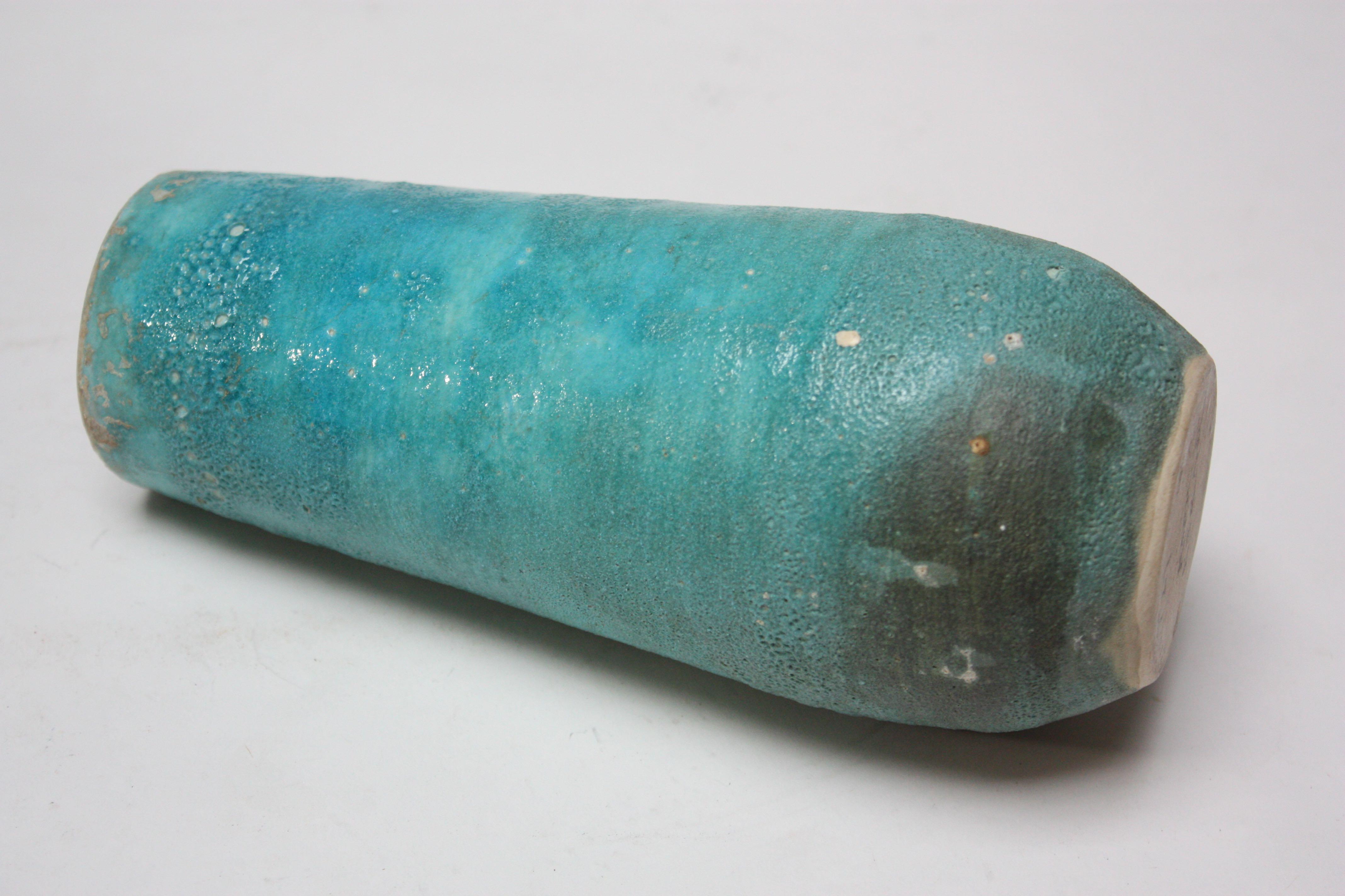 Mid-Century Modern Studio Pottery Volcanic-Texture Vase by Mark Keram in Turquoise