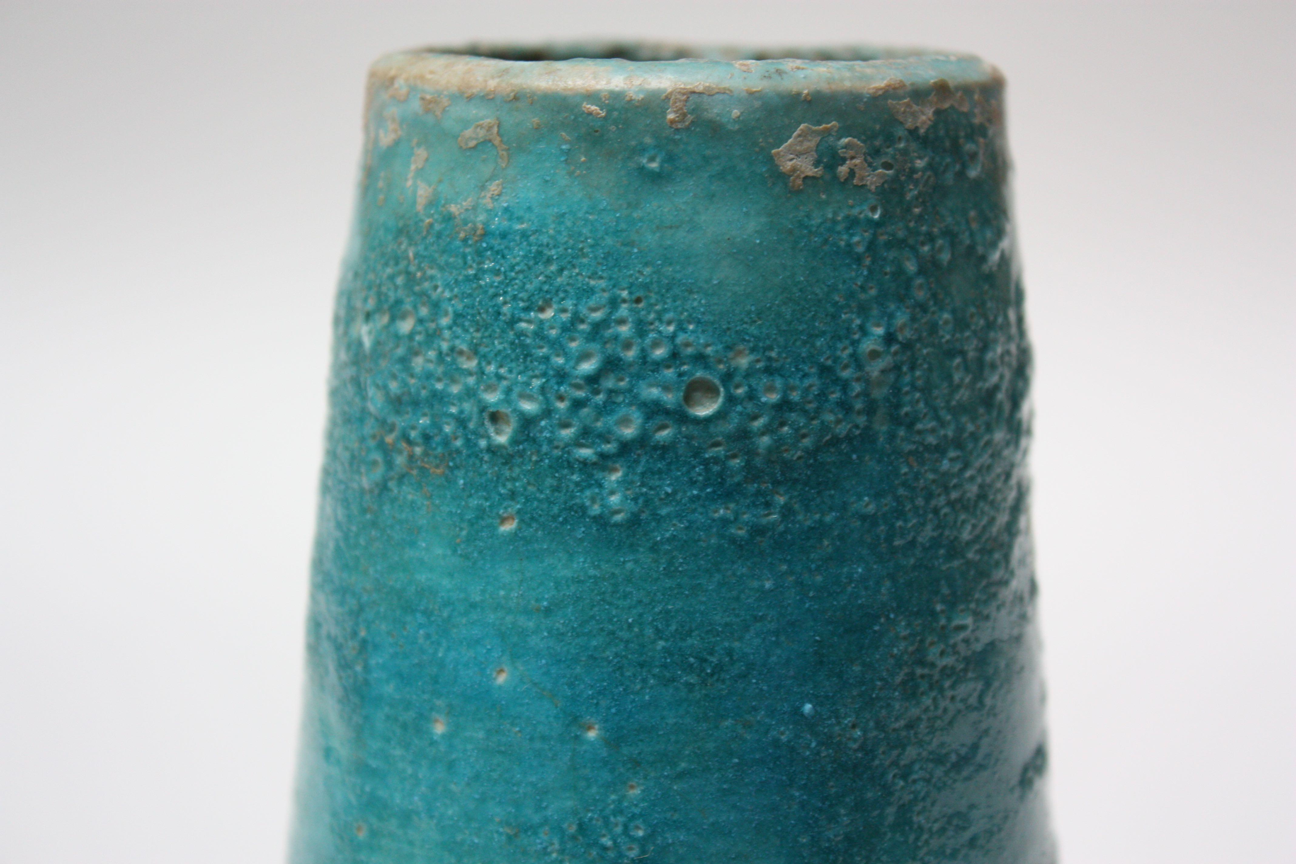 Studio Pottery Volcanic-Texture Vase by Mark Keram in Turquoise In Good Condition In Brooklyn, NY