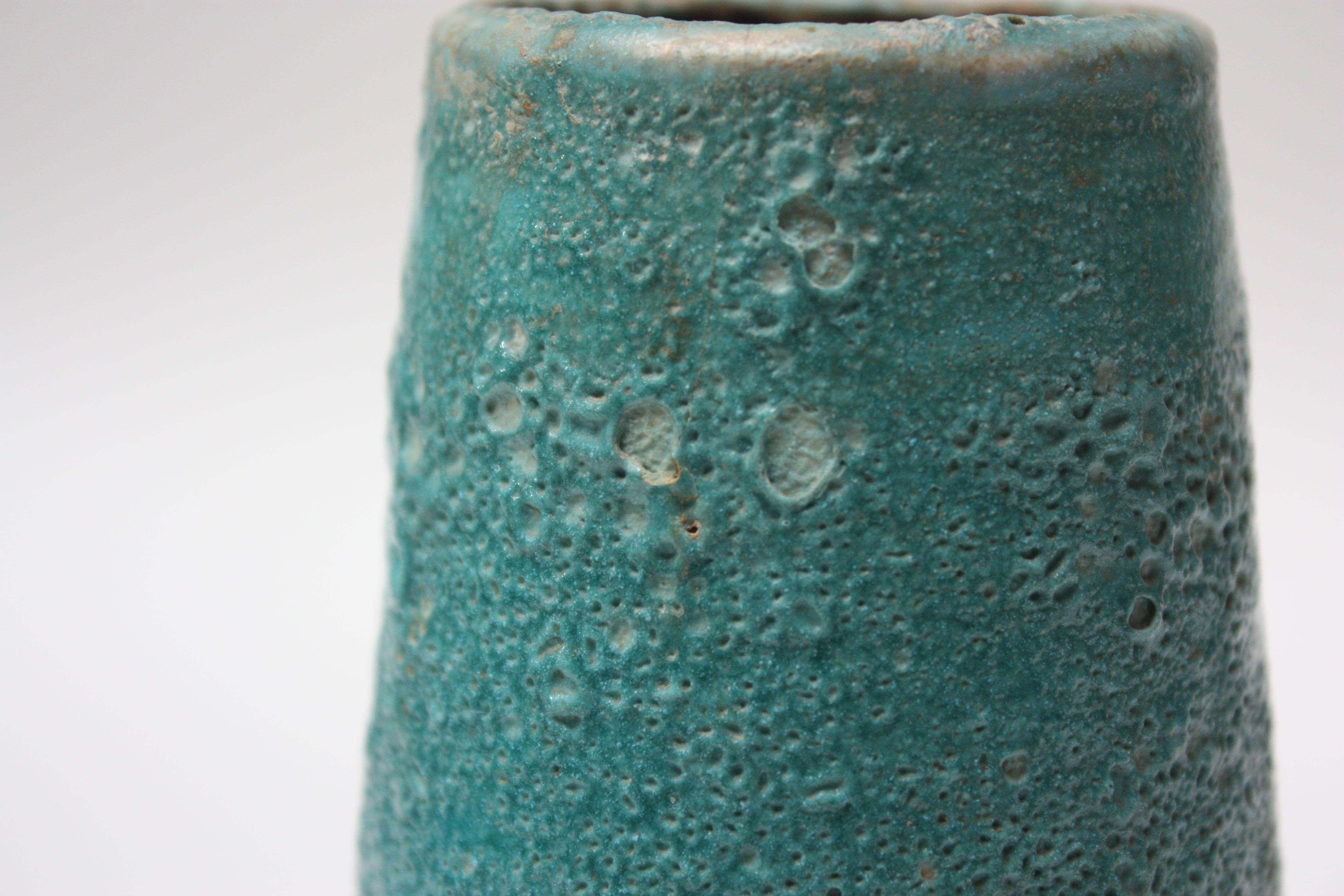 Mid-20th Century Studio Pottery Volcanic-Texture Vase by Mark Keram in Turquoise