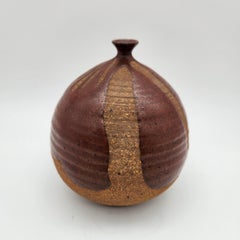 Studio Pottery Weed Pot with Red Drip Glaze
