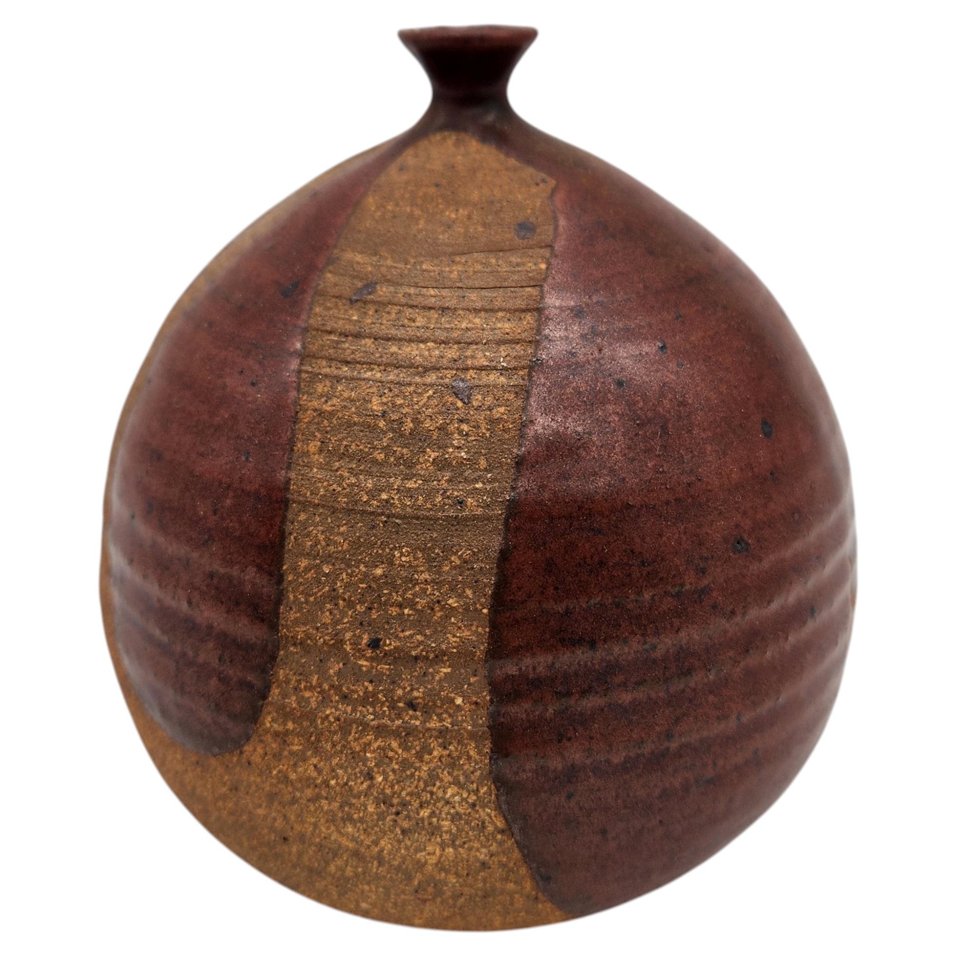 Studio Pottery Weed Pot with Red Drip Glaze For Sale