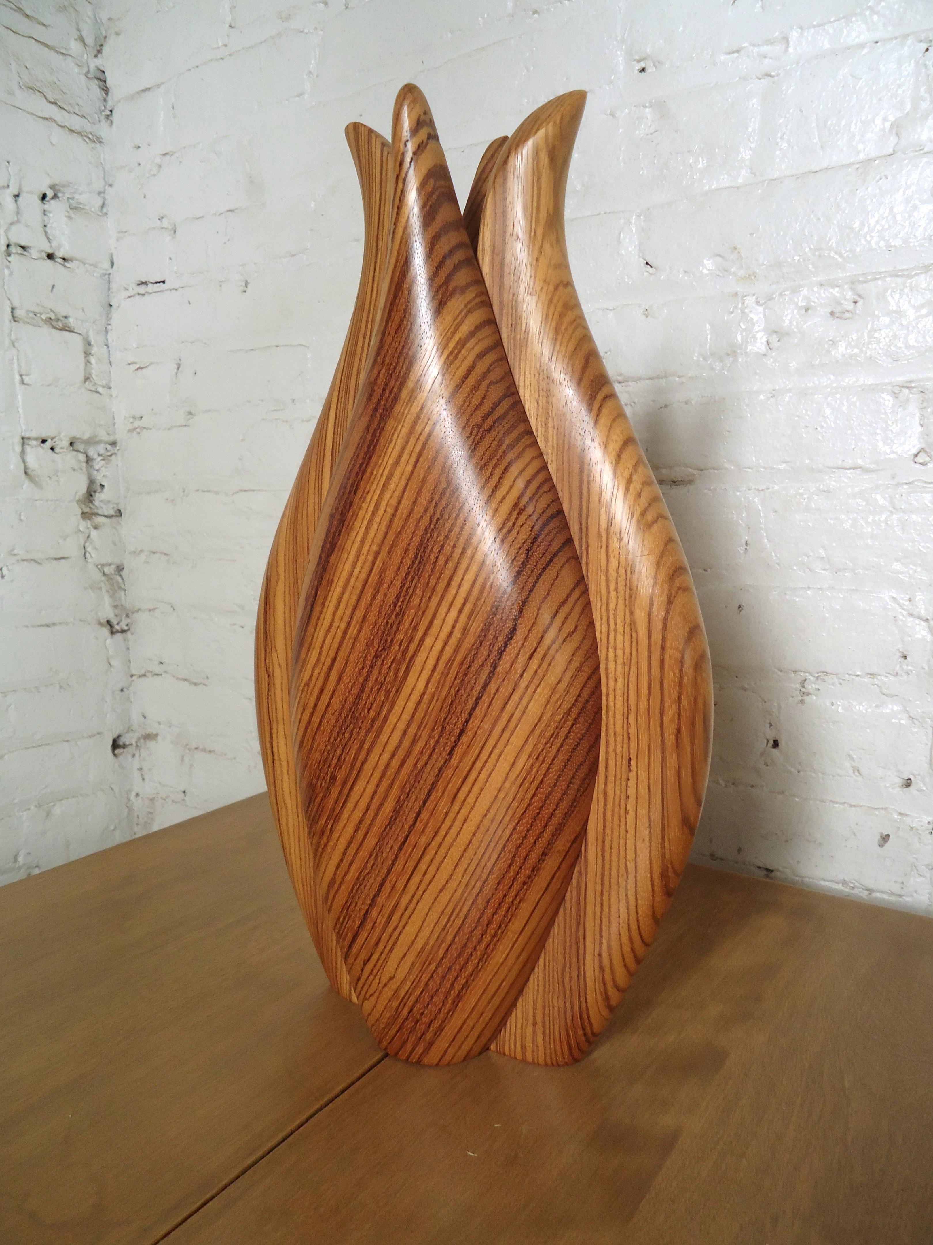 Studio Quality Teak Vase In Good Condition In Brooklyn, NY